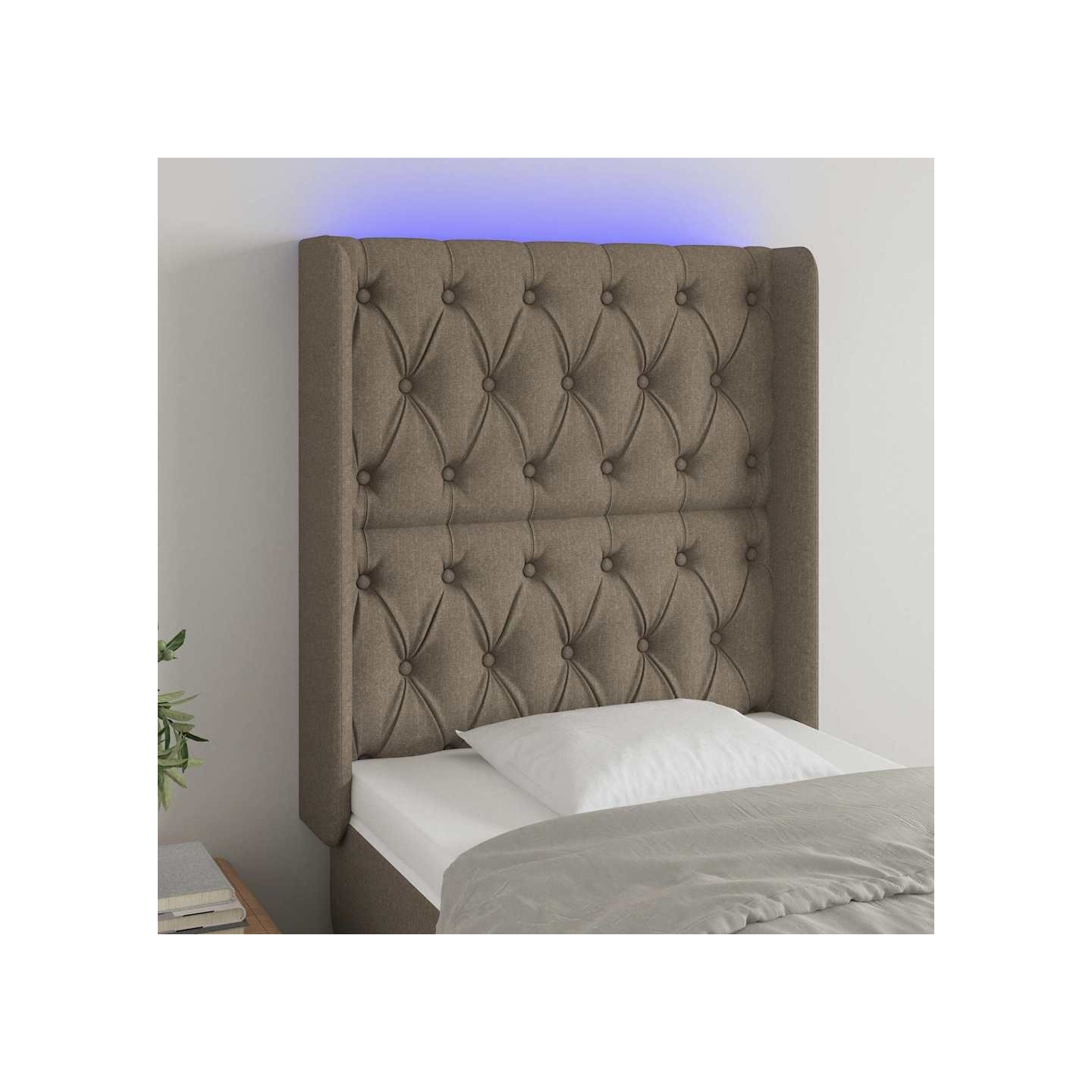 Tête de lit à LED Taupe 83x16x118/128 cm Tissu