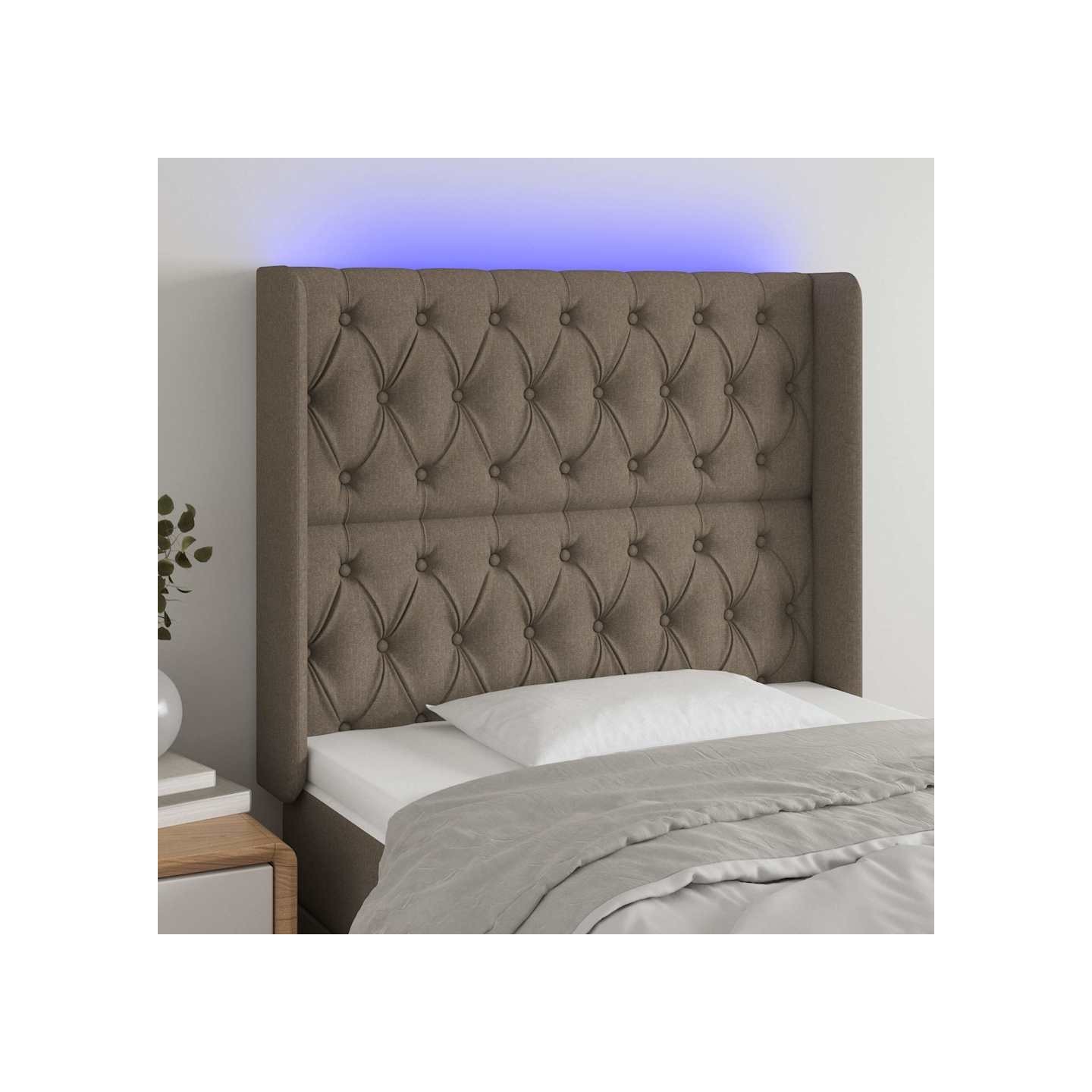 Tête de lit à LED Taupe 103x16x118/128 cm Tissu
