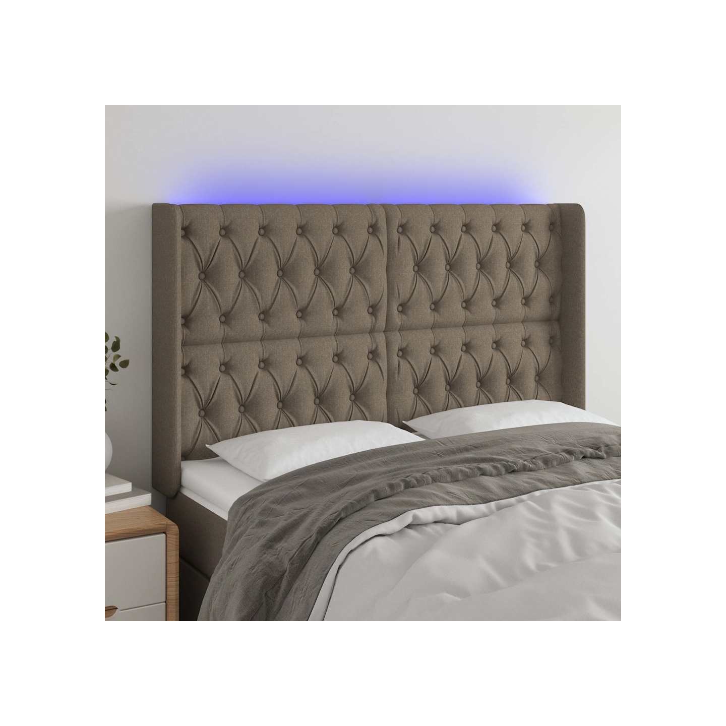 Tête de lit à LED Taupe 163x16x118/128 cm Tissu