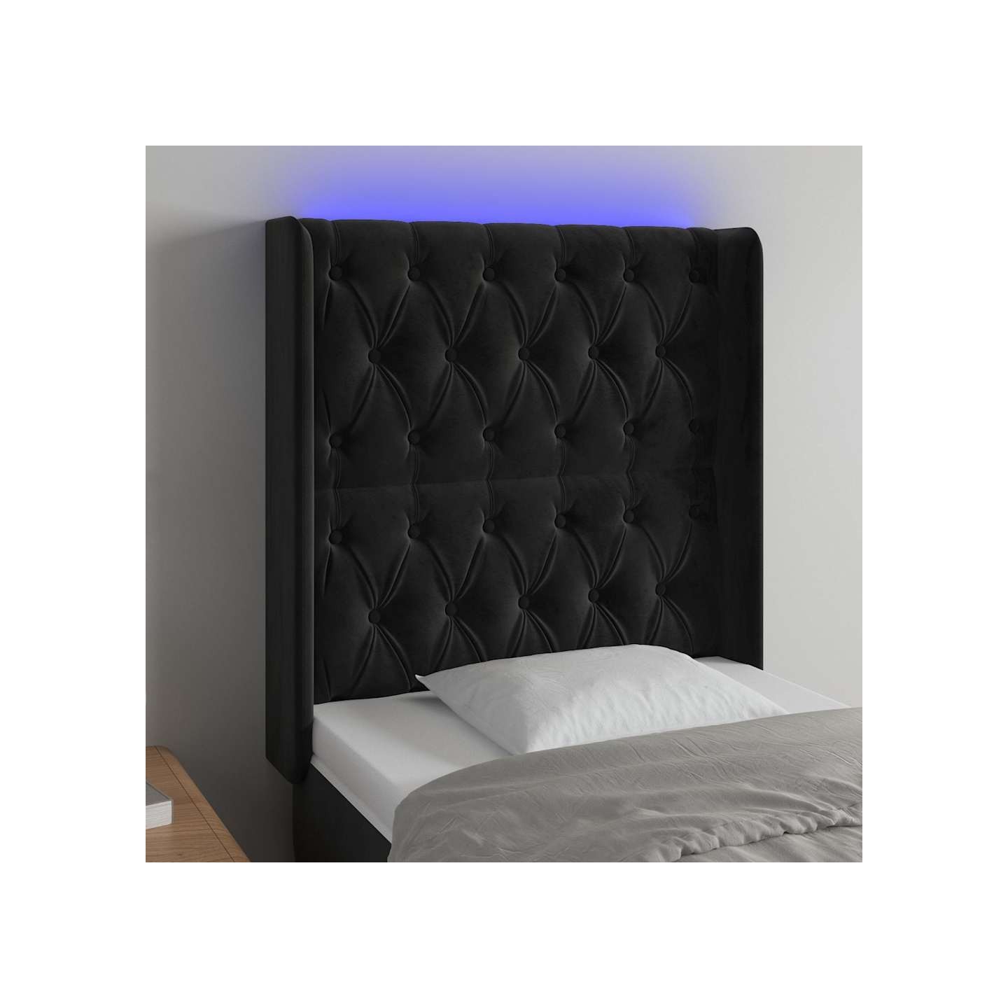 Tête de lit à LED Noir 83x16x118/128 cm Velours
