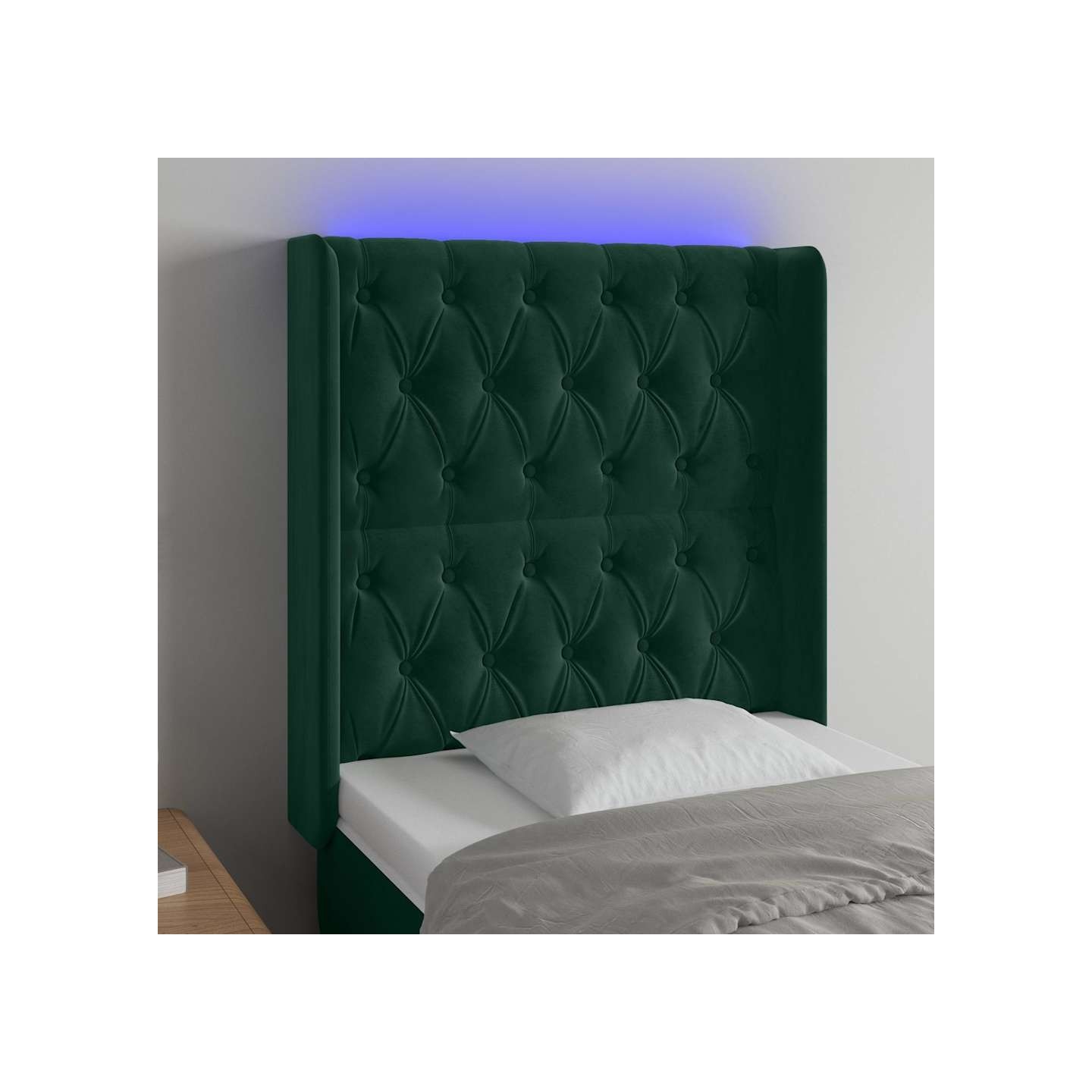 Tête de lit à LED Vert foncé 83x16x118/128 cm Velours
