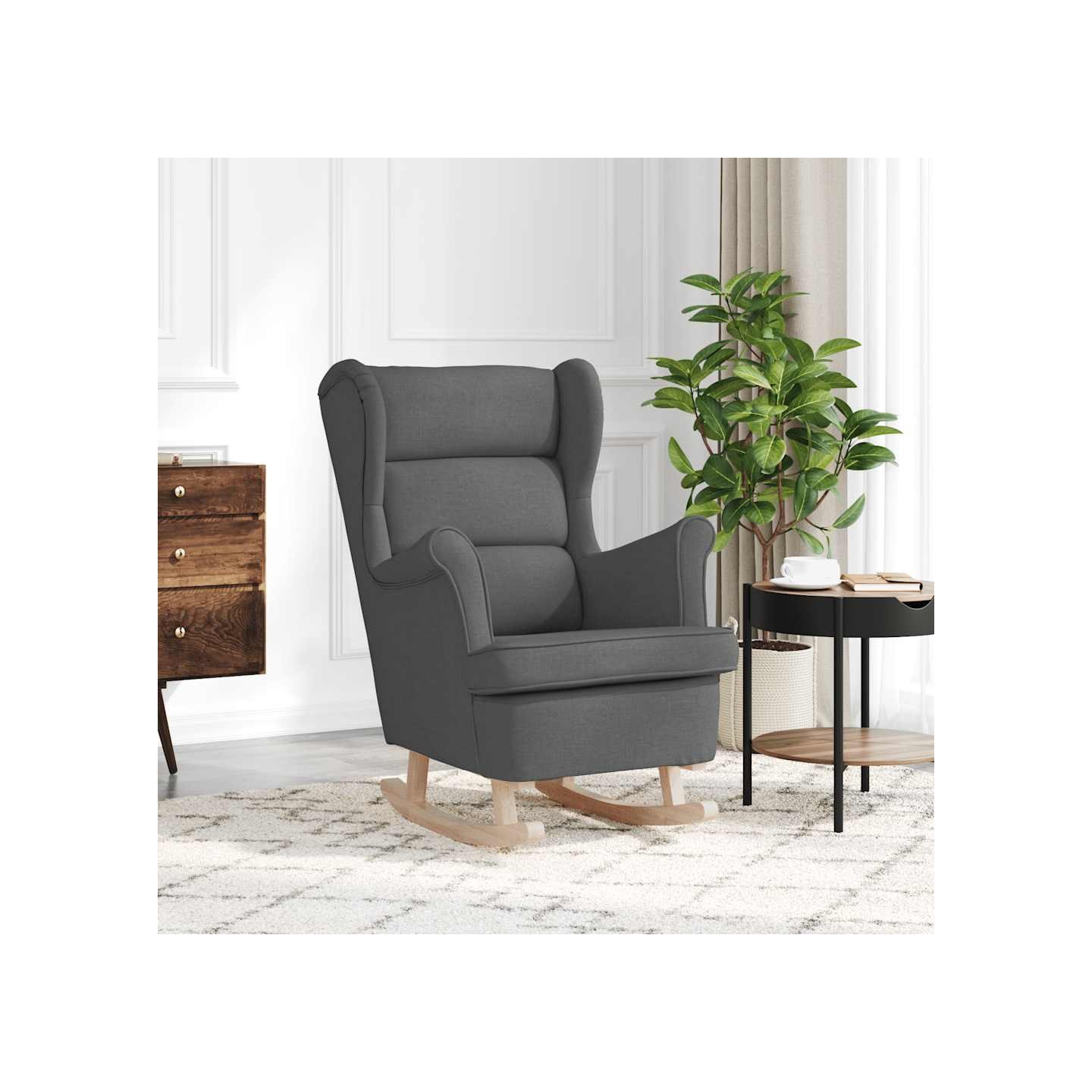 Chaise à bascule gris foncé 74x90x102 cm tissu