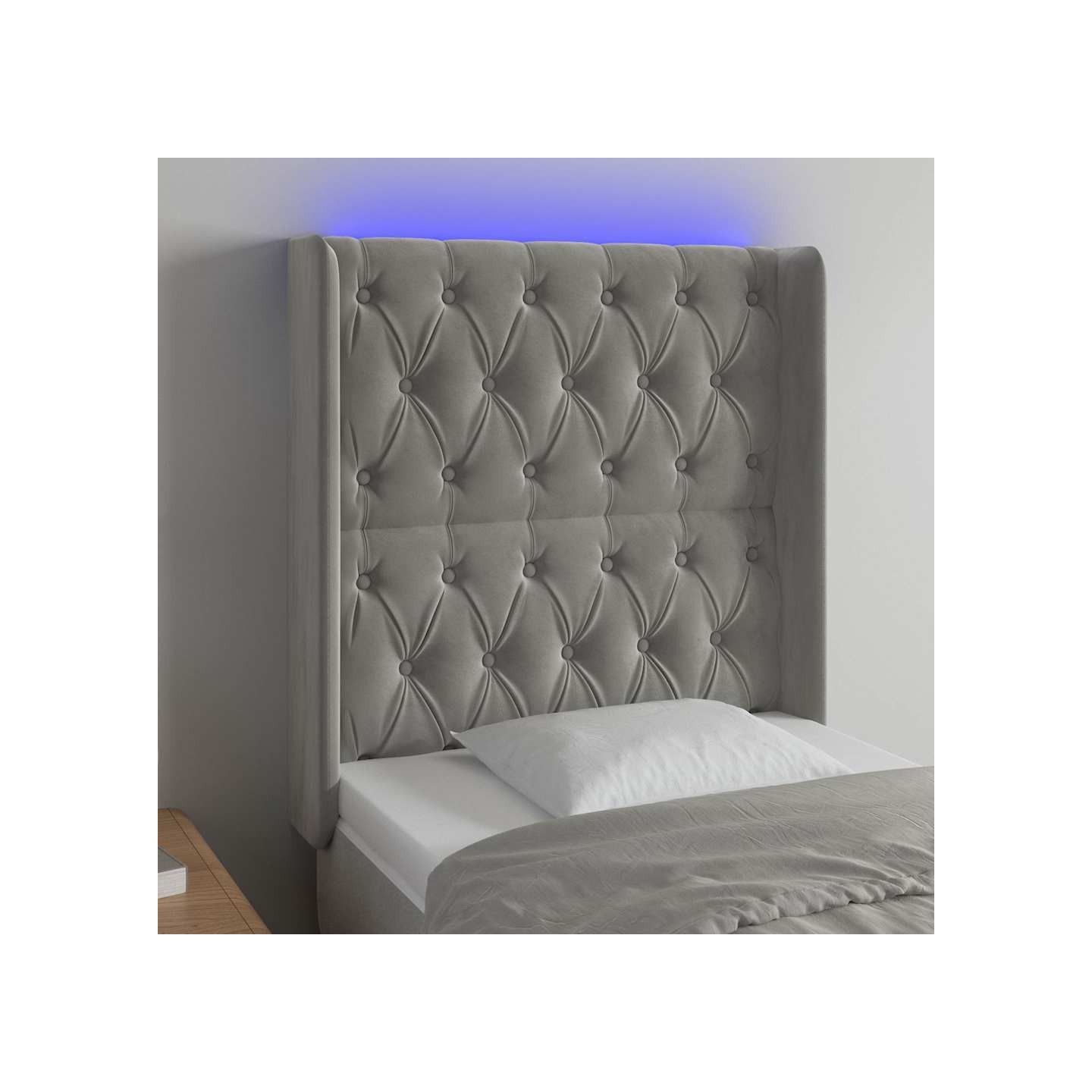 Tête de lit à LED Gris clair 83x16x118/128 cm Velours