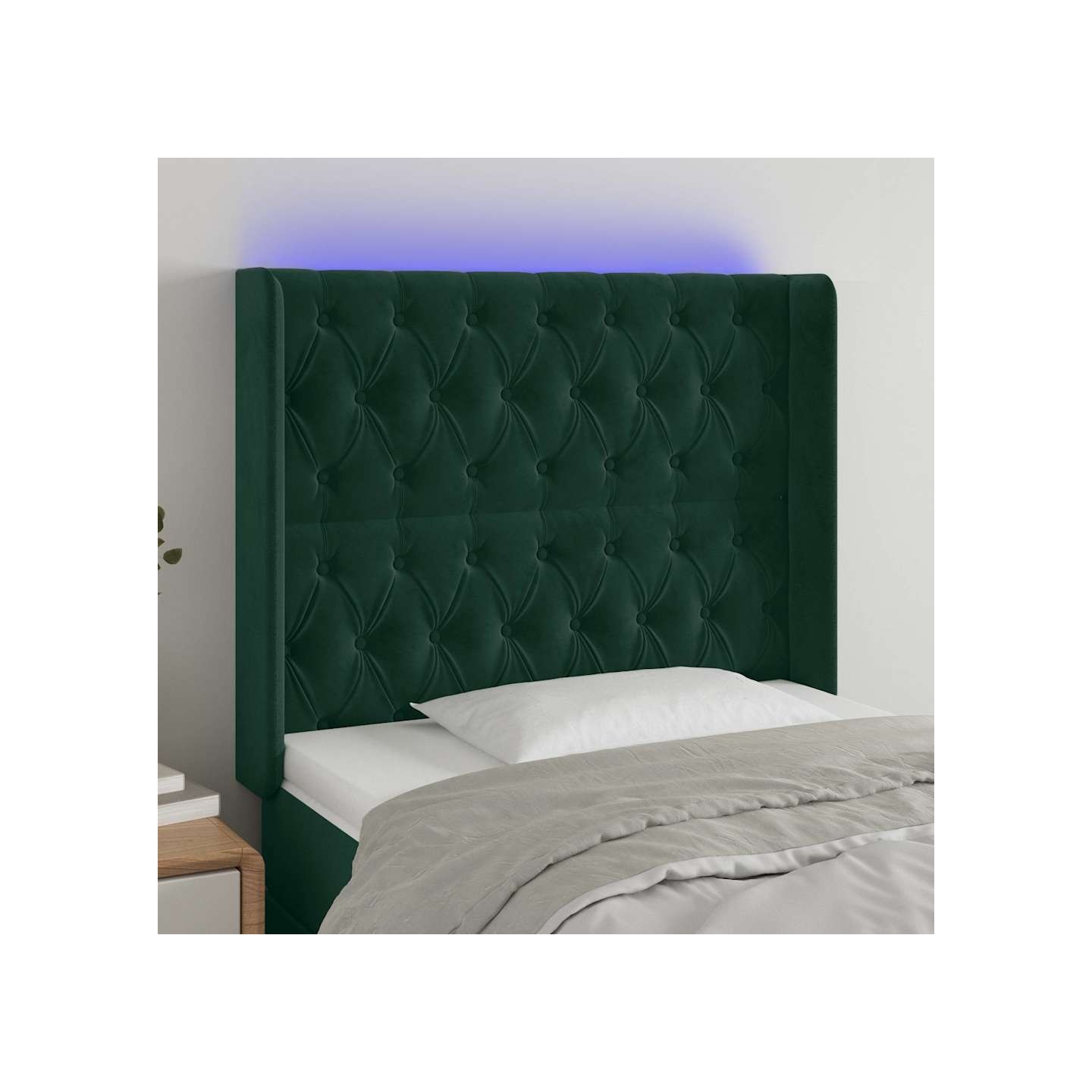 Tête de lit à LED Vert foncé 93x16x118/128 cm Velours