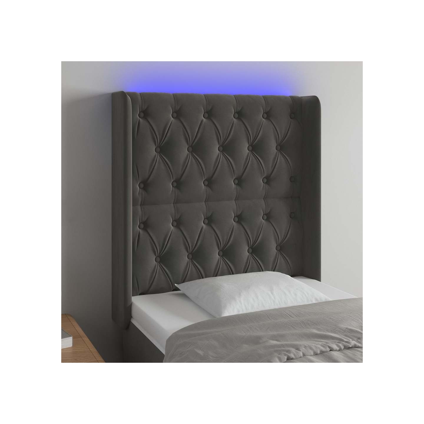 Tête de lit à LED Gris foncé 83x16x118/128 cm Velours