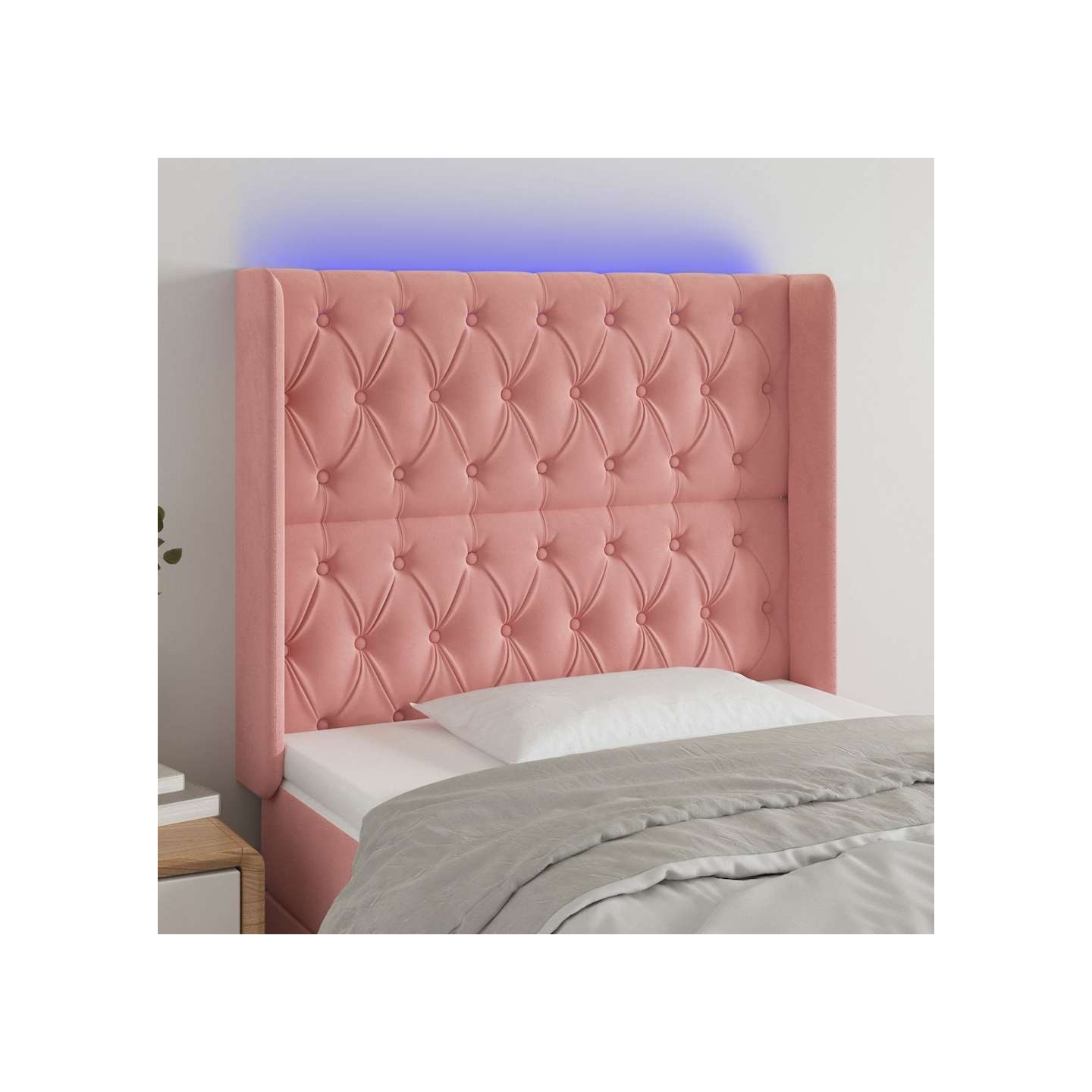 Tête de lit à LED Rose 93x16x118/128 cm Velours