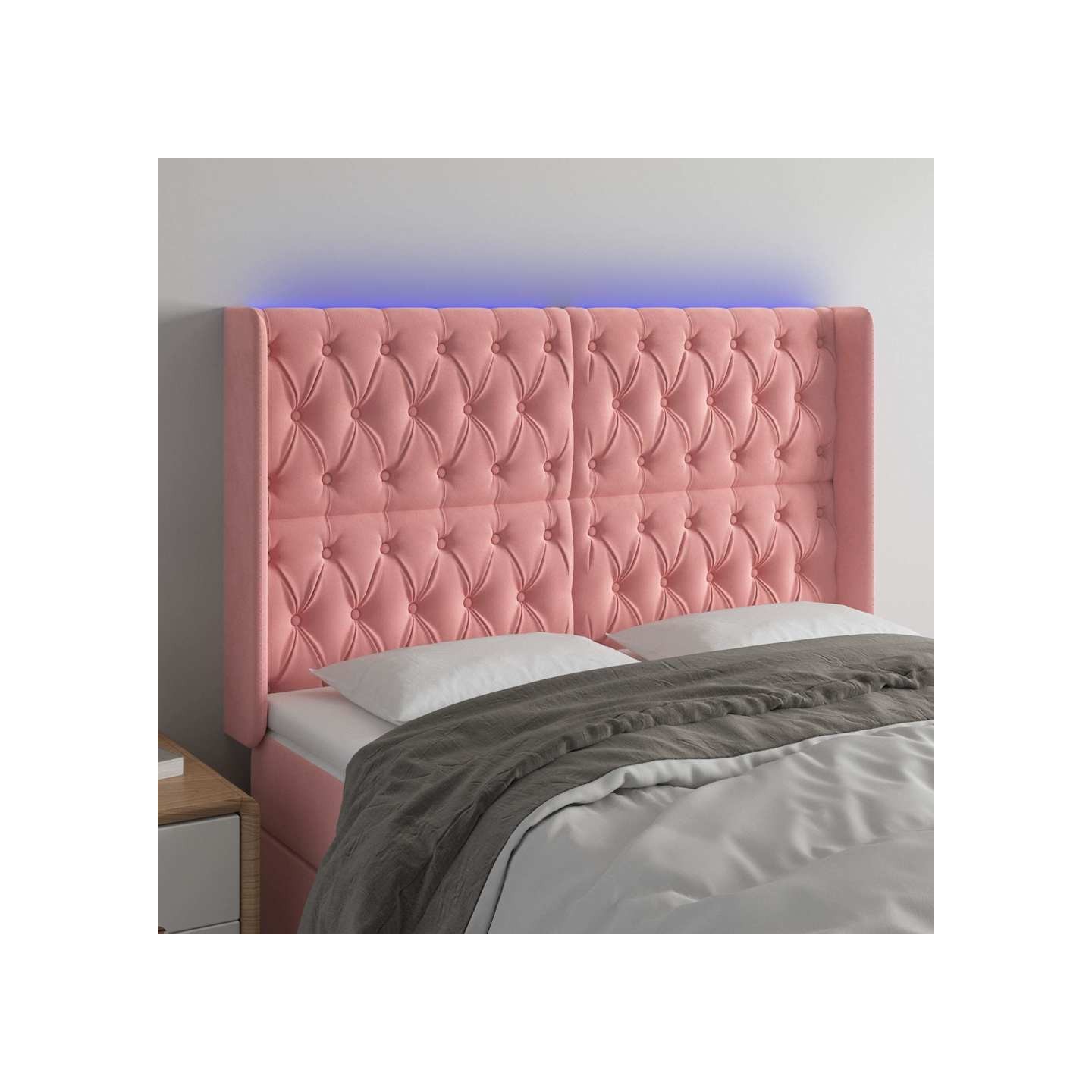 Tête de lit à LED Rose 163x16x118/128 cm Velours