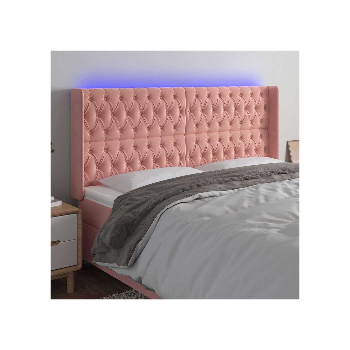 Tête de lit à LED Rose 203x16x118/128 cm Velours