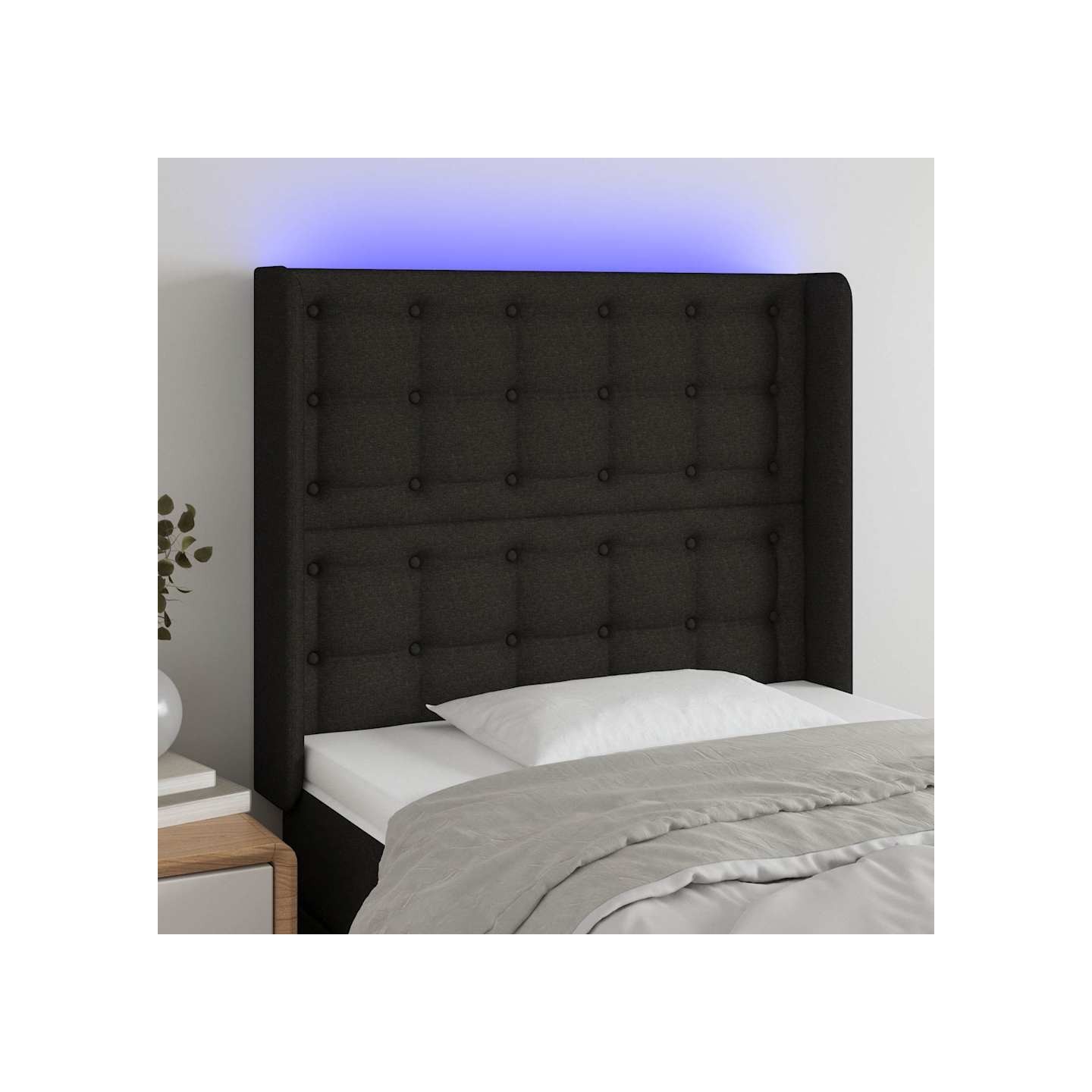 Tête de lit à LED Noir 83x16x118/128 cm Tissu