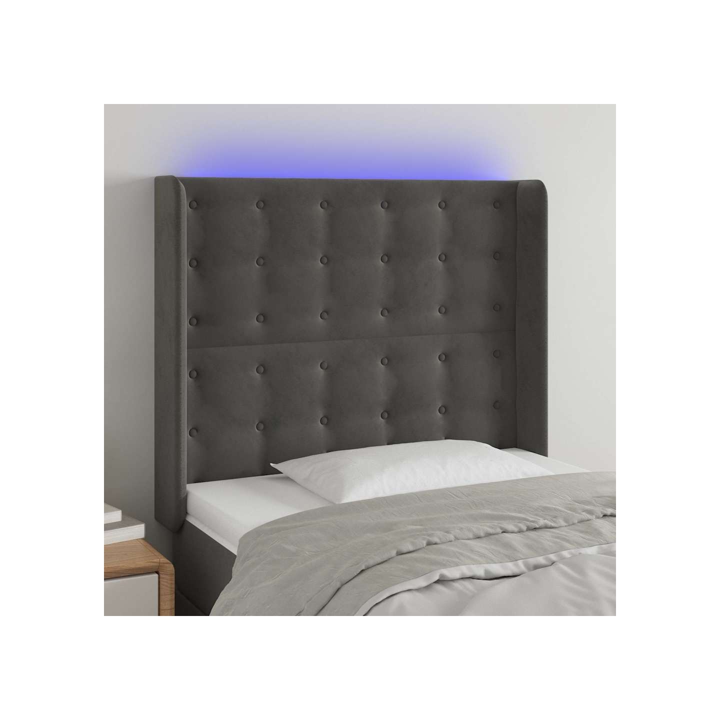 Tête de lit à LED Gris foncé 83x16x118/128 cm Velours