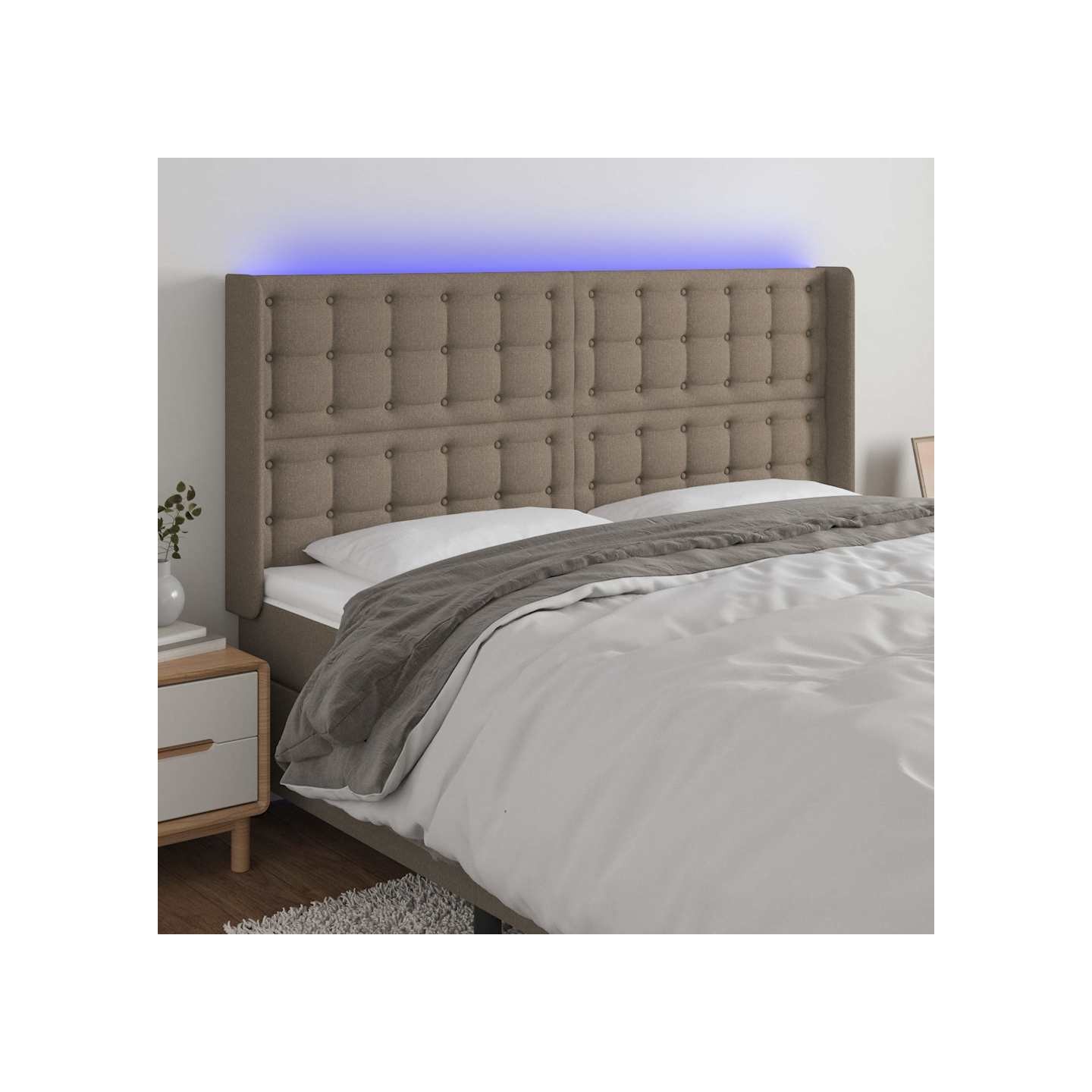 Tête de lit à LED Taupe 183x16x118/128 cm Tissu
