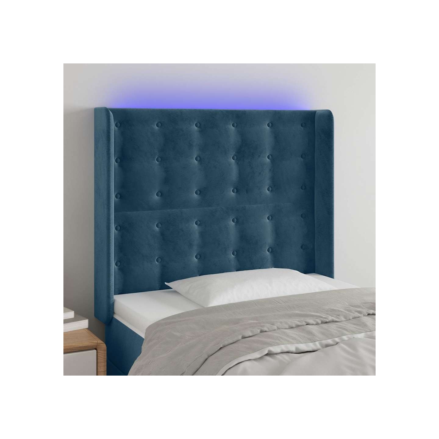 Tête de lit à LED Bleu foncé 103x16x118/128 cm Velours