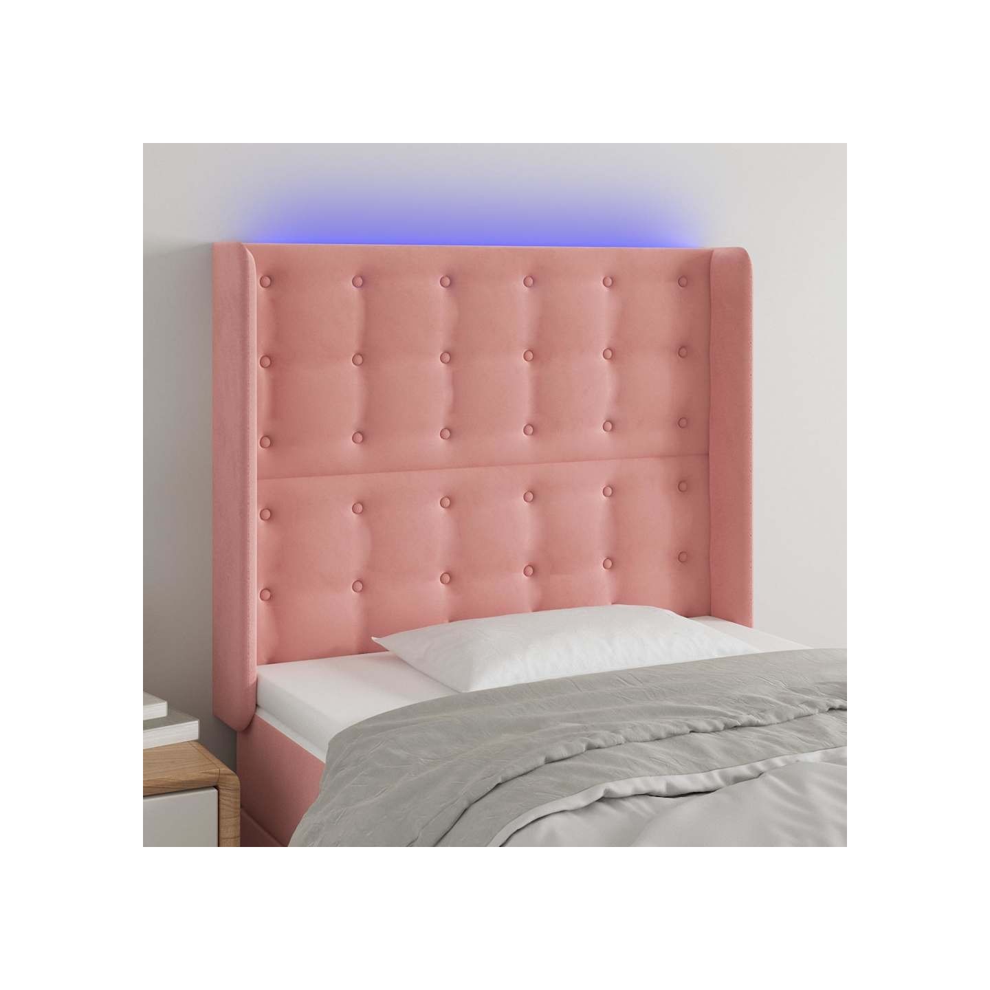 Tête de lit à LED Rose 83x16x118/128 cm Velours