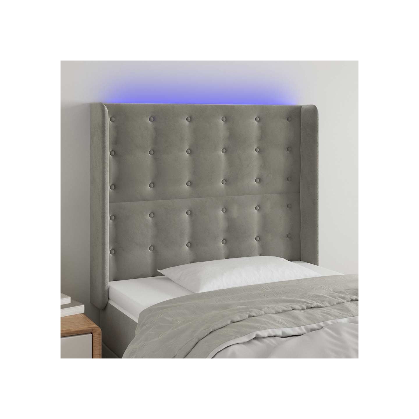 Tête de lit à LED Gris clair 103x16x118/128 cm Velours