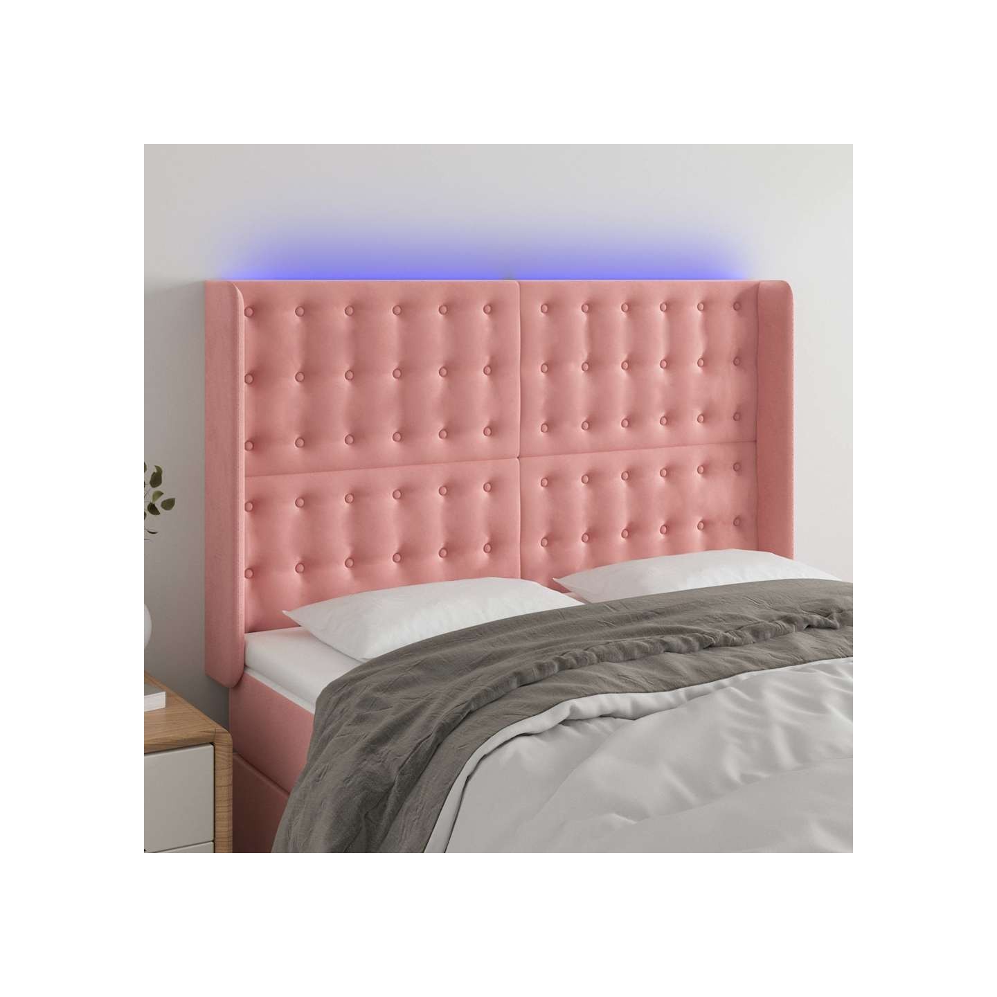 Tête de lit à LED Rose 147x16x118/128 cm Velours