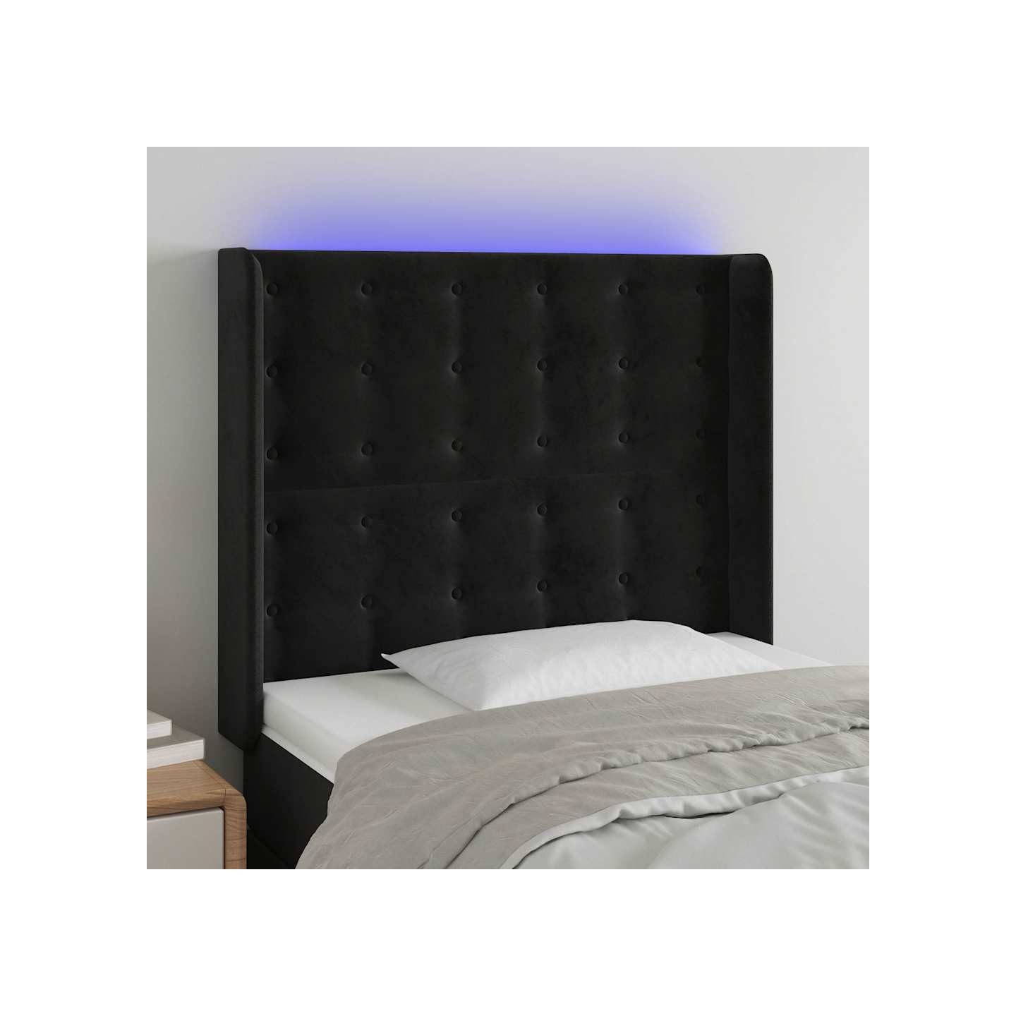 Tête de lit à LED Noir 103x16x118/128 cm Velours