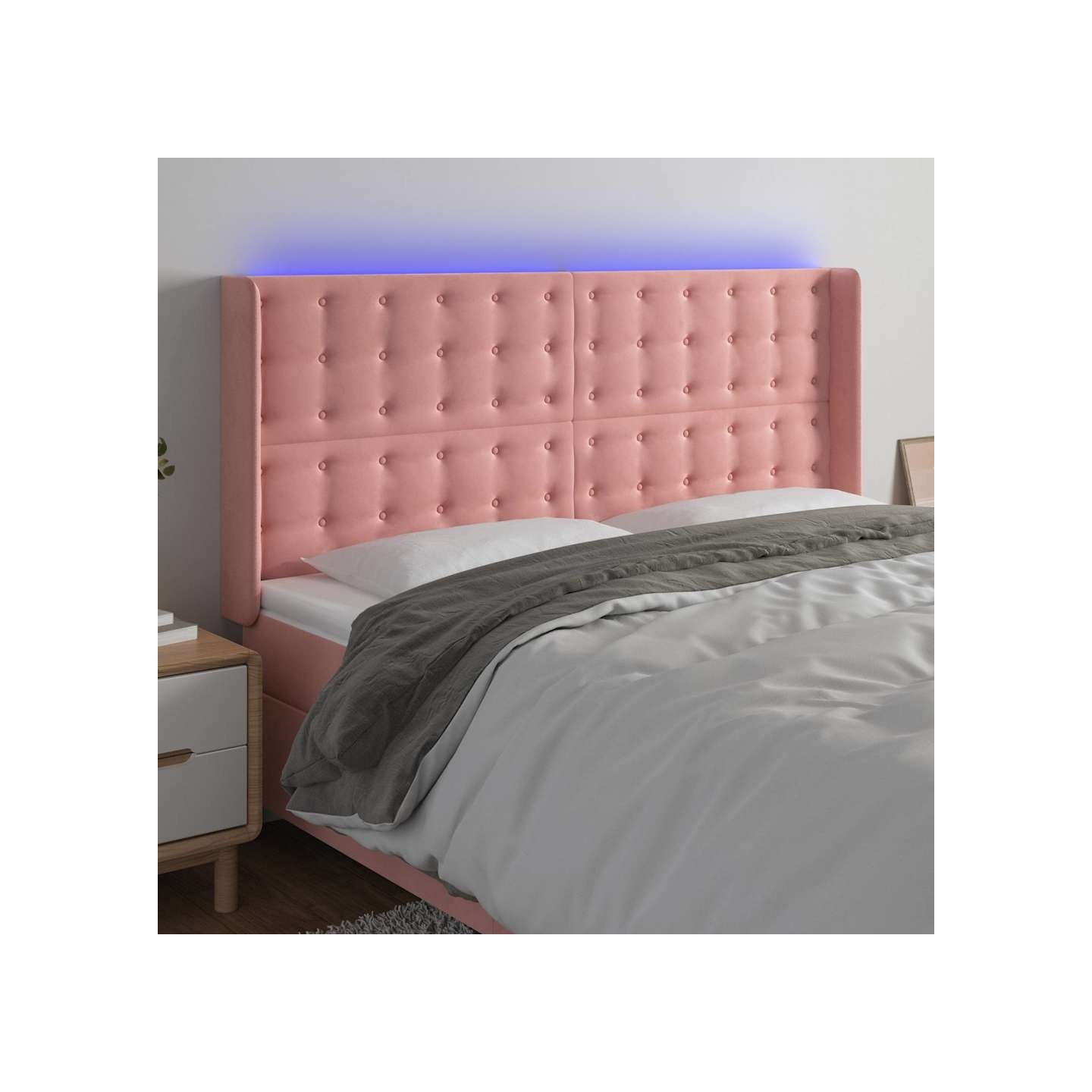 Tête de lit à LED Rose 163x16x118/128 cm Velours