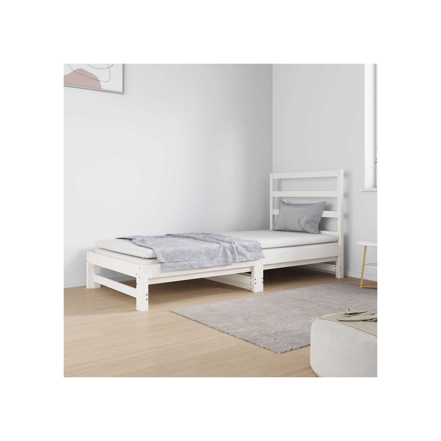 Lit coulissant sans matelas blanc 2x(90x190) cm