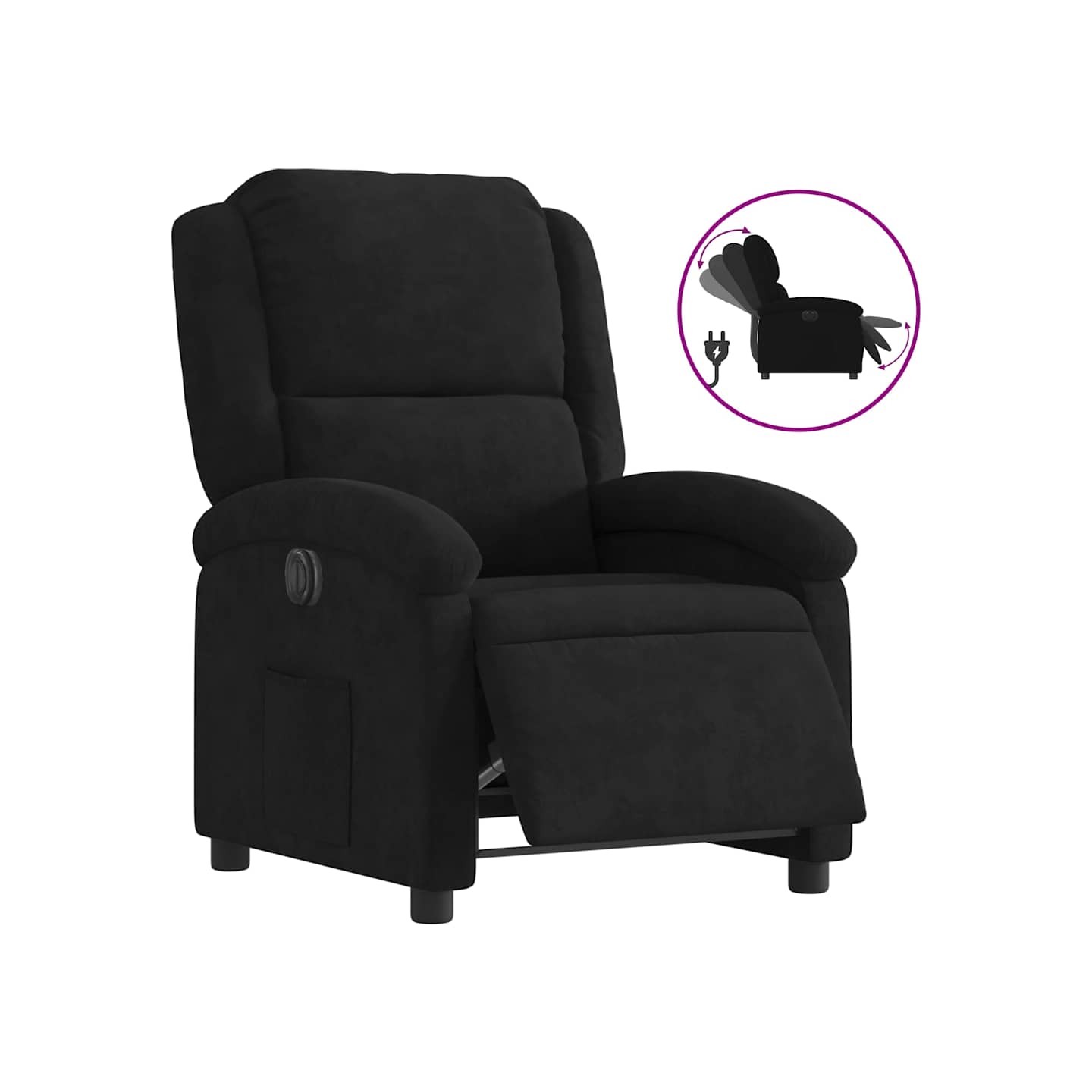 Fauteuil inclinable électrique noir velours