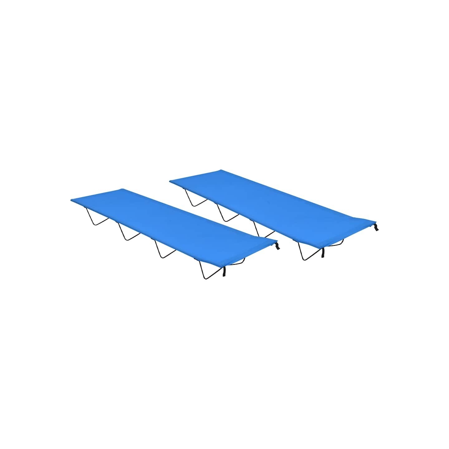 Lits de camping 2 pcs 180x60x19 cm Tissu Oxford et acier Bleu