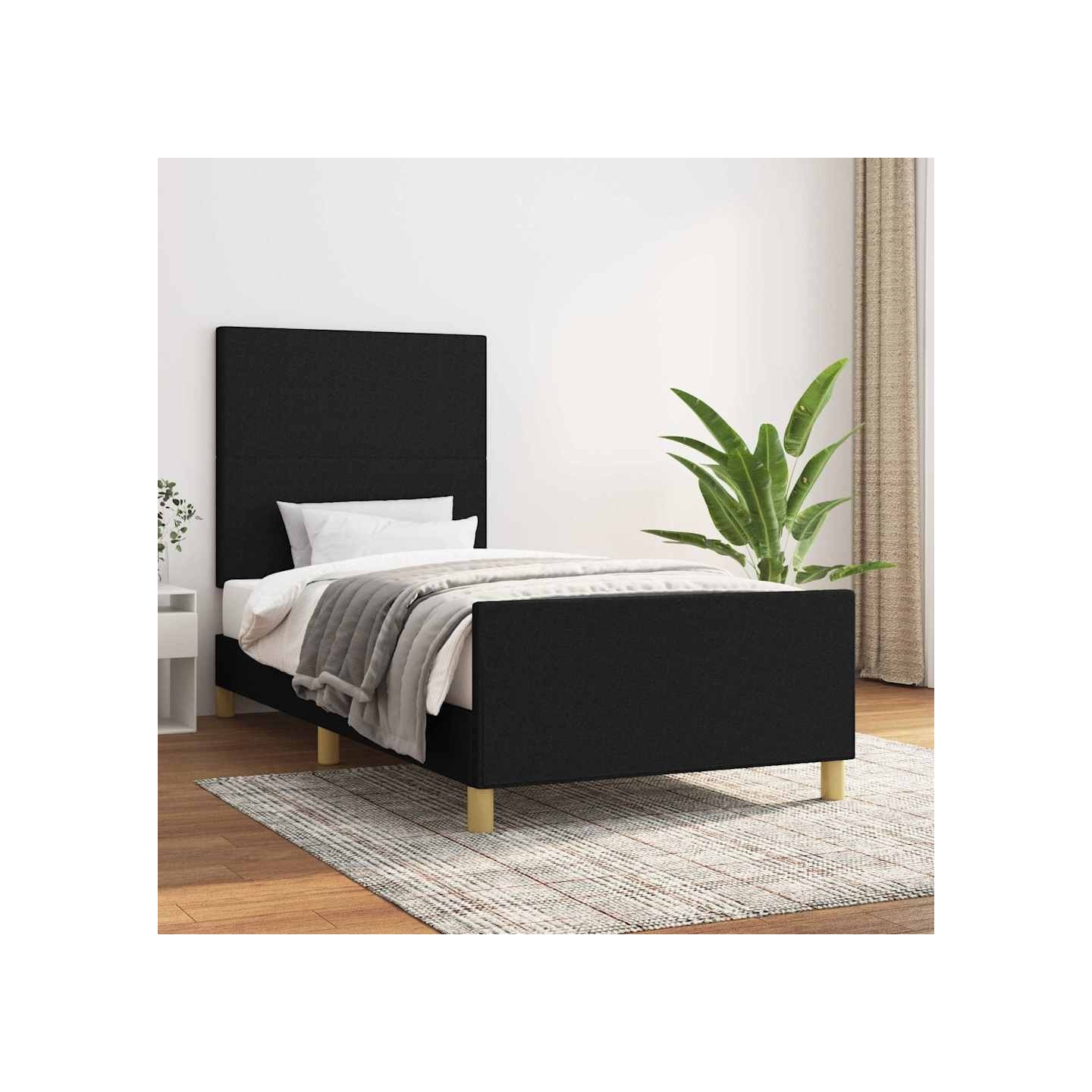 Cadre de lit sans matelas noir 80x200 cm tissu