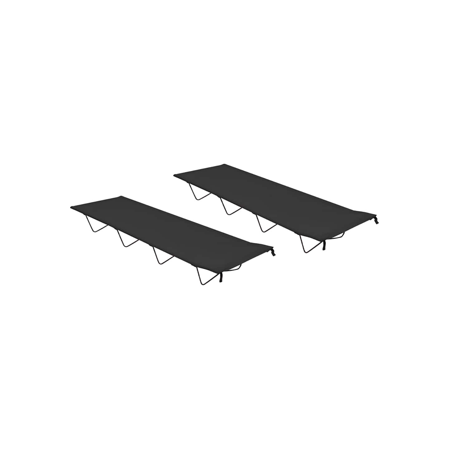 Lits de camping 2 pcs 180x60x19 cm Tissu Oxford et acier Noir