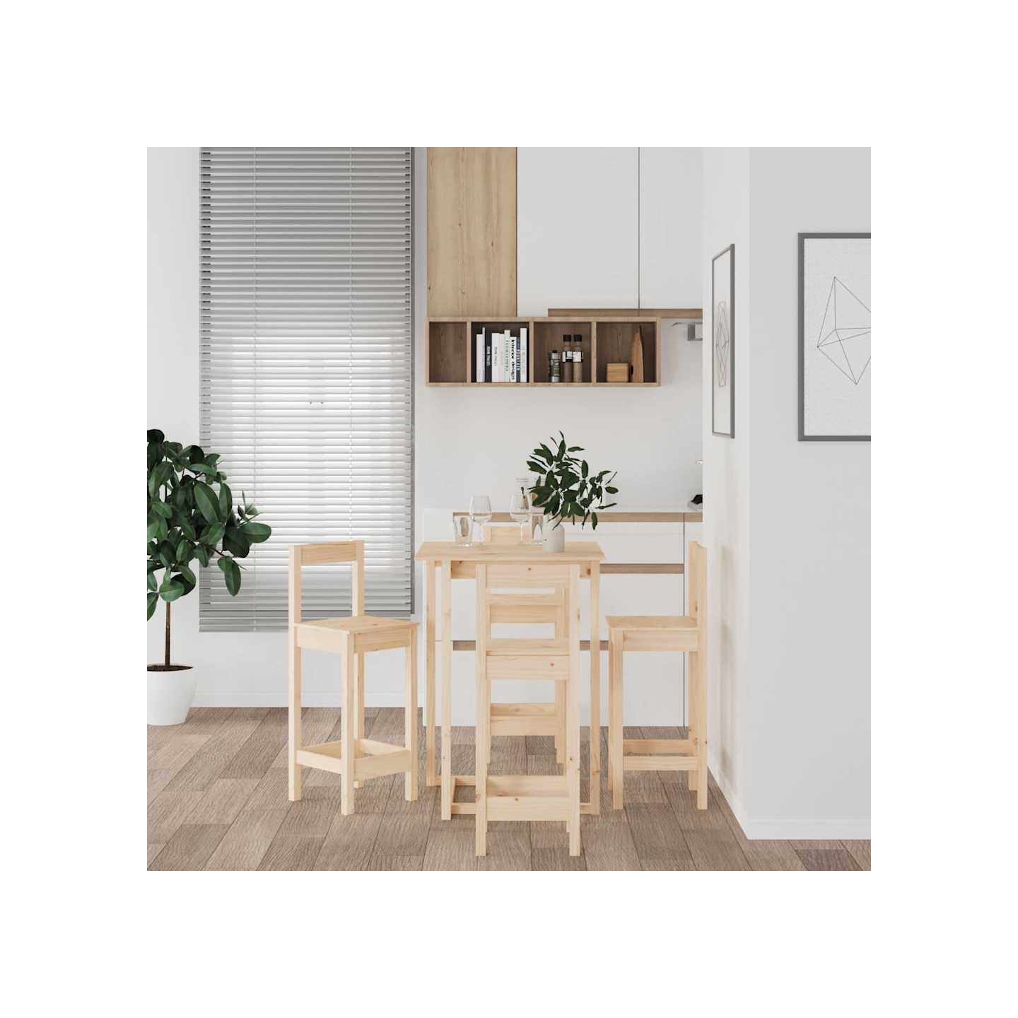 Ensemble de bar 5 pcs Bois de pin massif