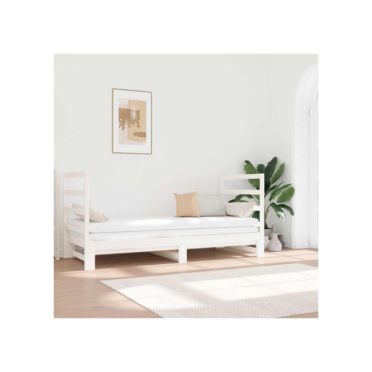 Lit coulissant sans matelas blanc 2x(90x190) cm