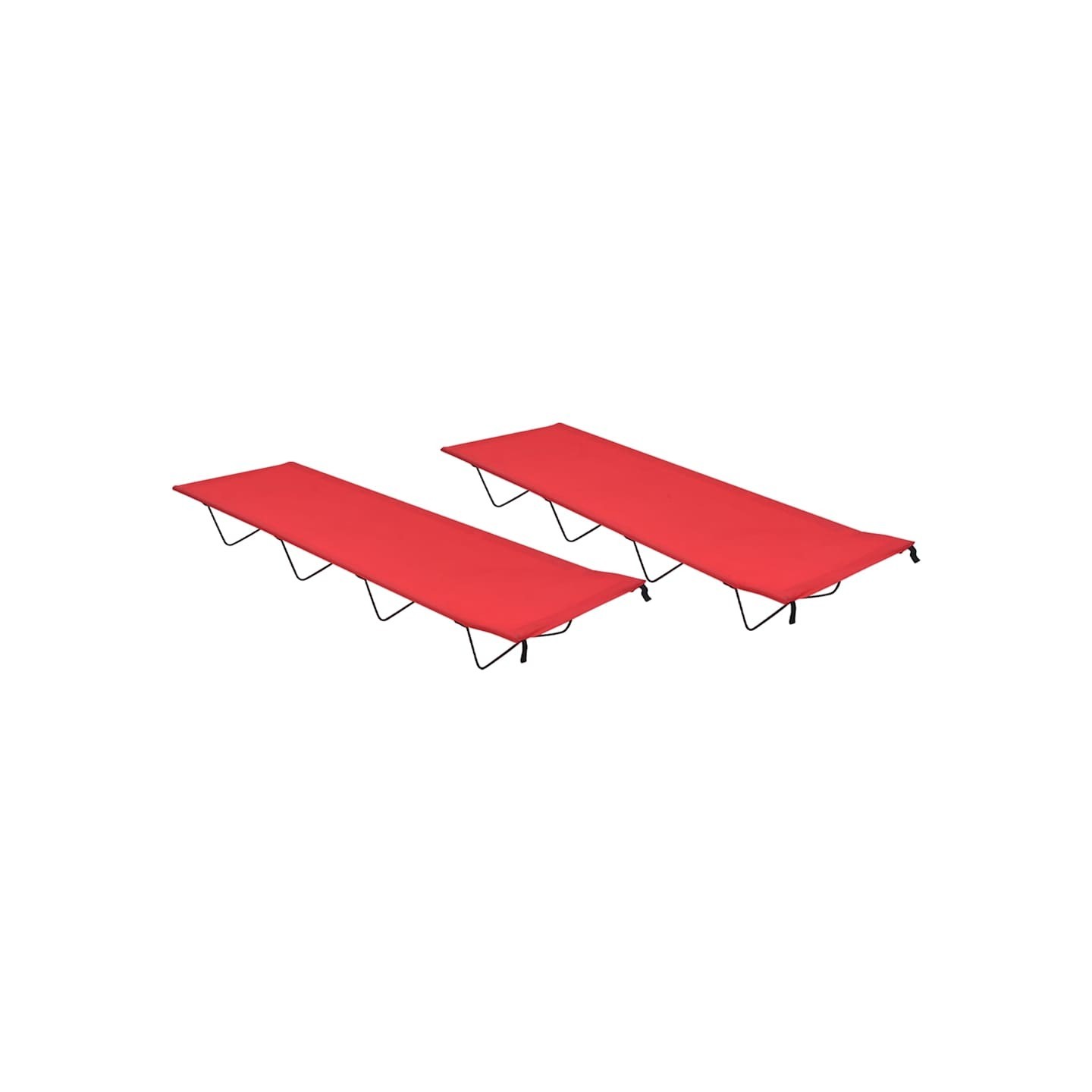 Lits de camping 2 pcs 180x60x19 cm Tissu Oxford et acier Rouge