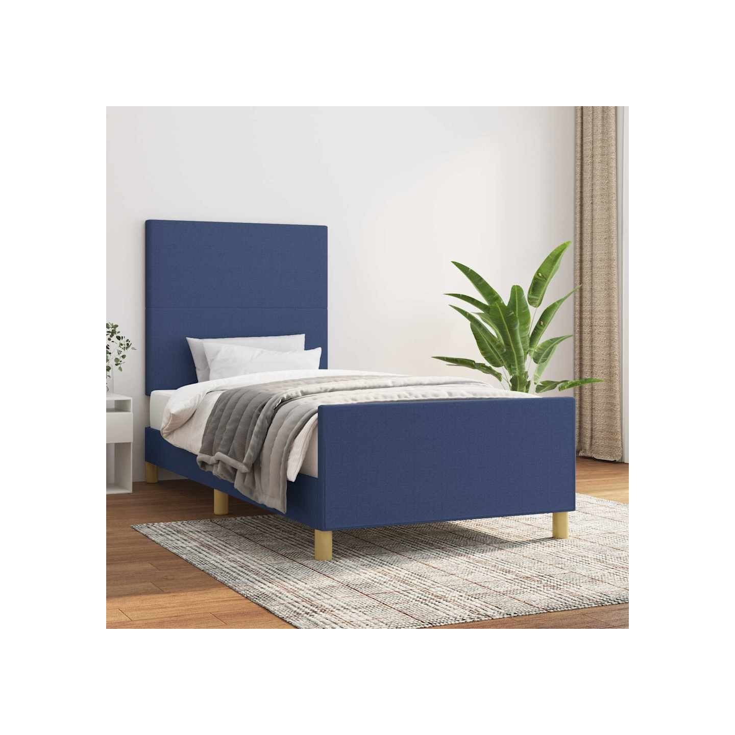 Cadre de lit sans matelas bleu 80x200 cm tissu