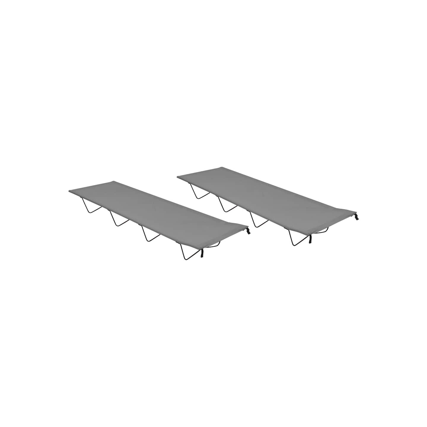 Lits de camping 2 pcs 180x60x19 cm Tissu Oxford et acier Gris