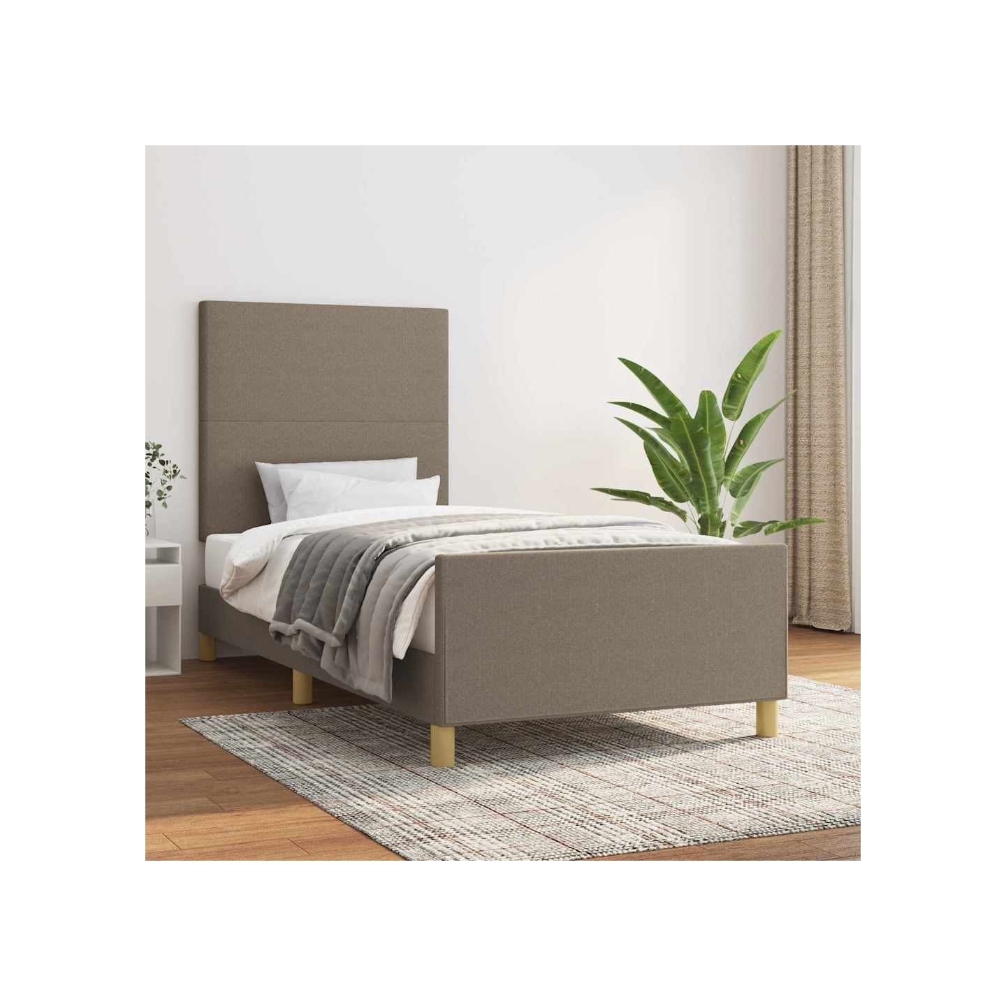 Cadre de lit sans matelas taupe 100x200 cm tissu