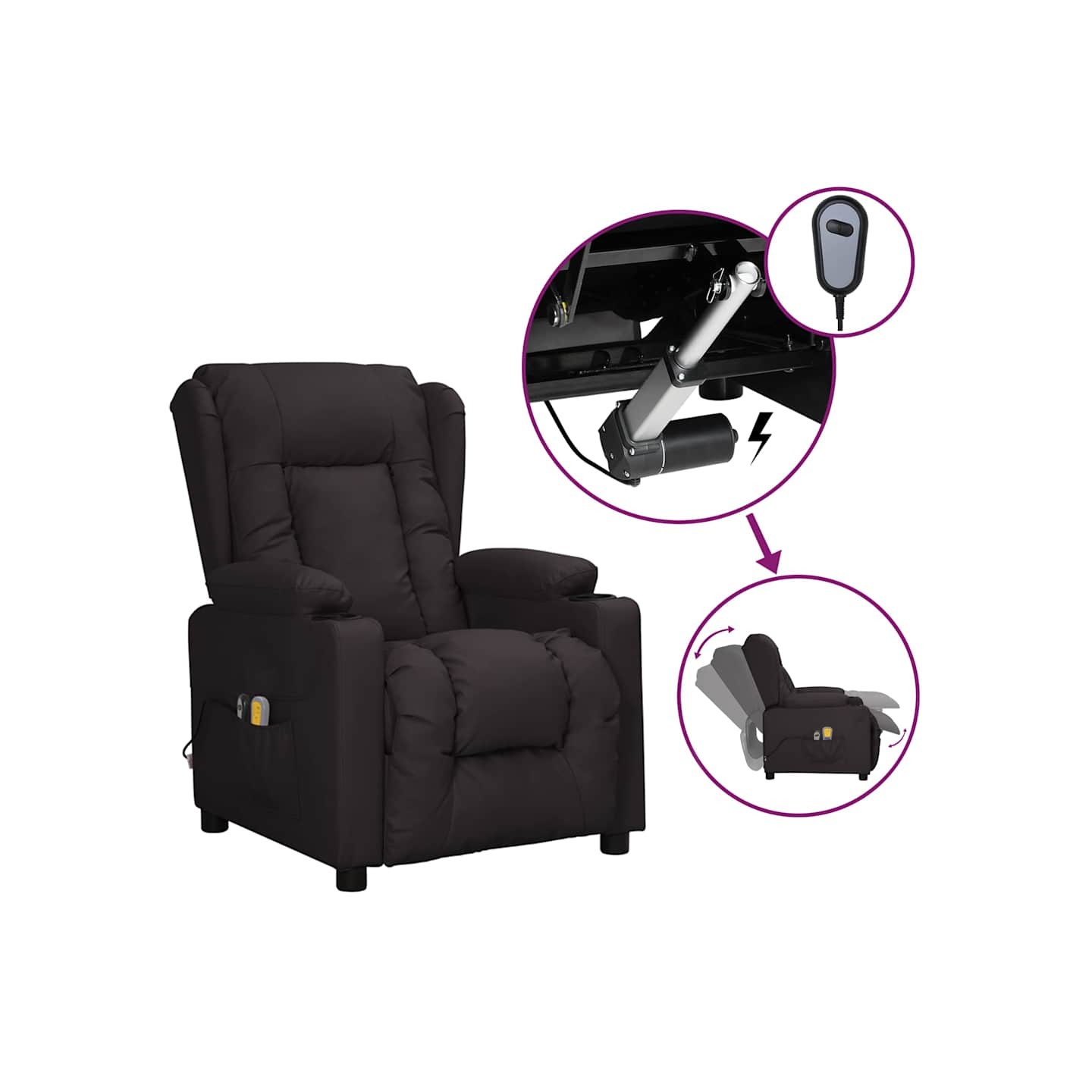 Fauteuil électrique de massage Noir Similicuir