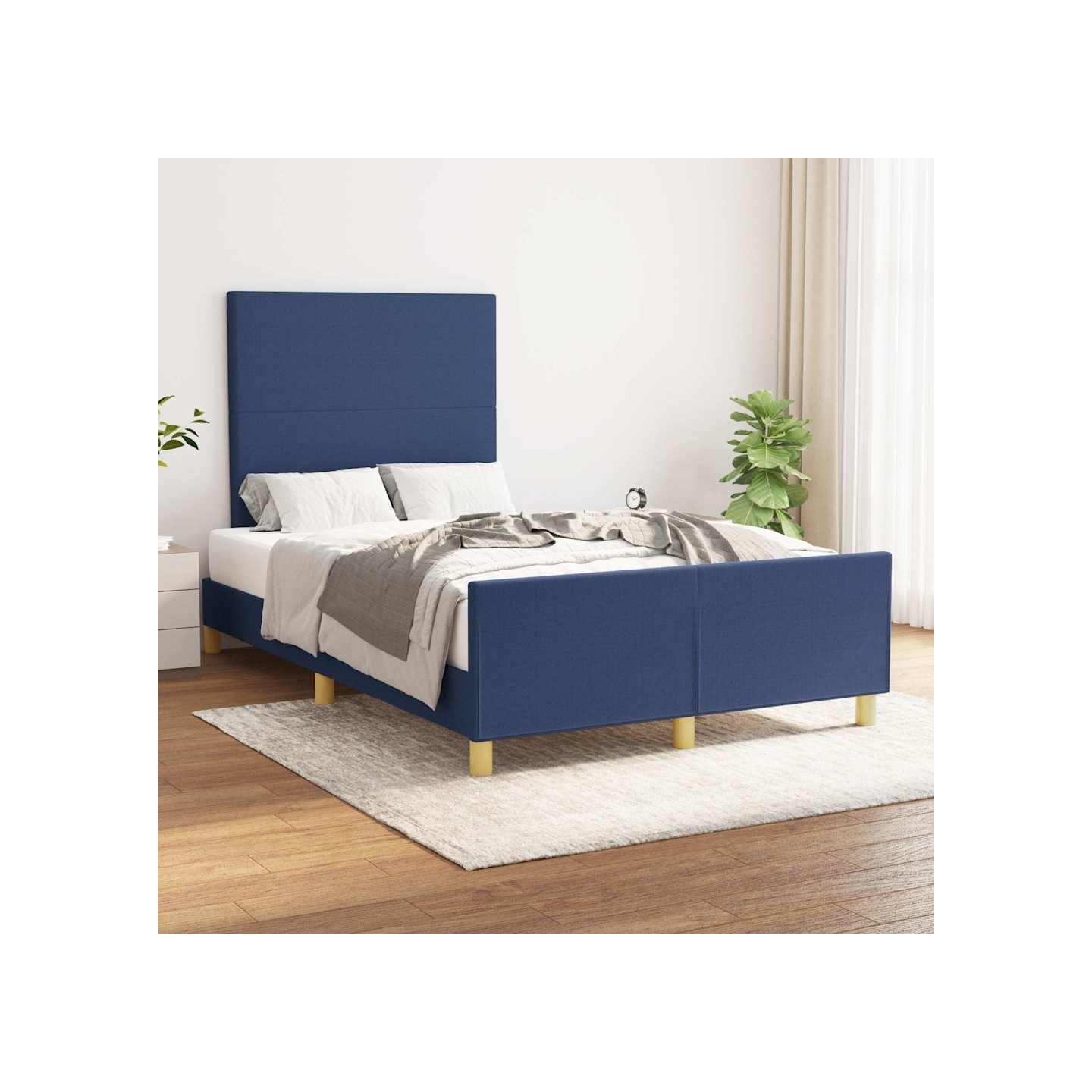 Cadre de lit sans matelas bleu 120x200 cm tissu