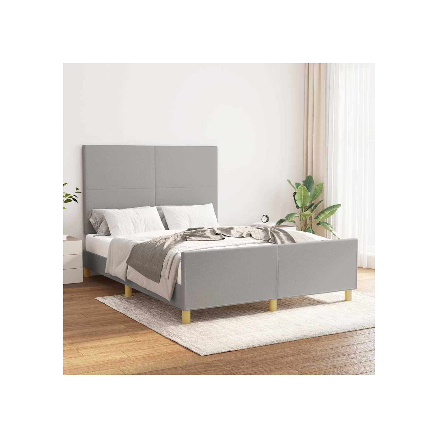 Cadre de lit sans matelas gris clair 140x200 cm tissu