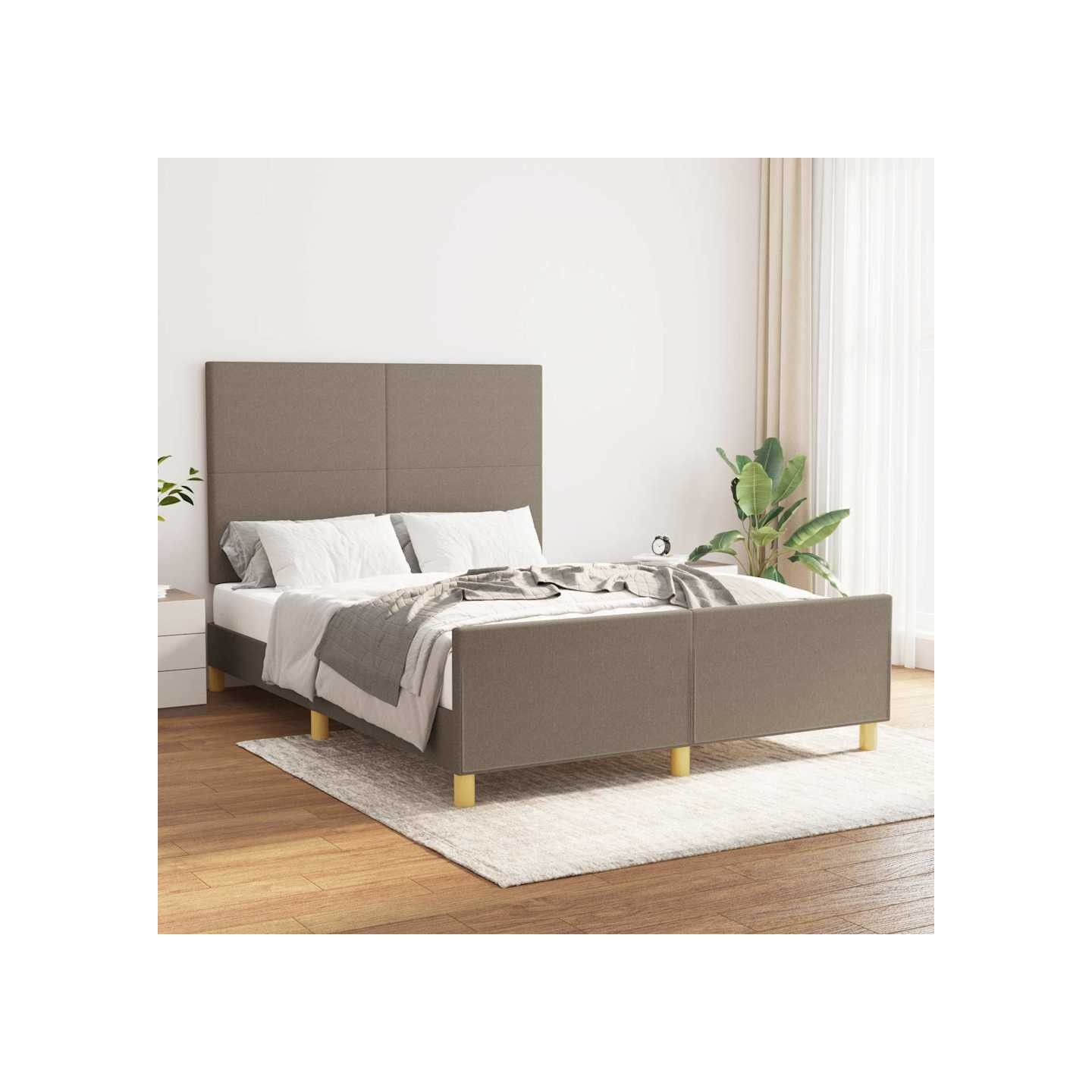 Cadre de lit sans matelas taupe 140x200 cm tissu