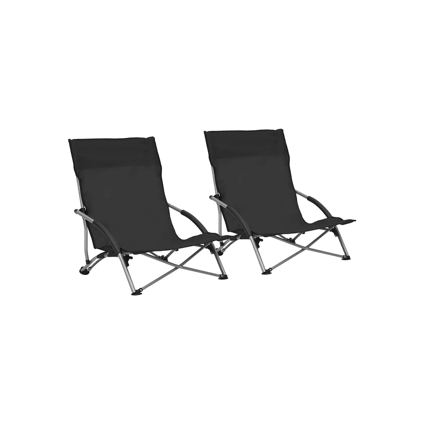 Chaises pliantes 2 pièces en tissu noir