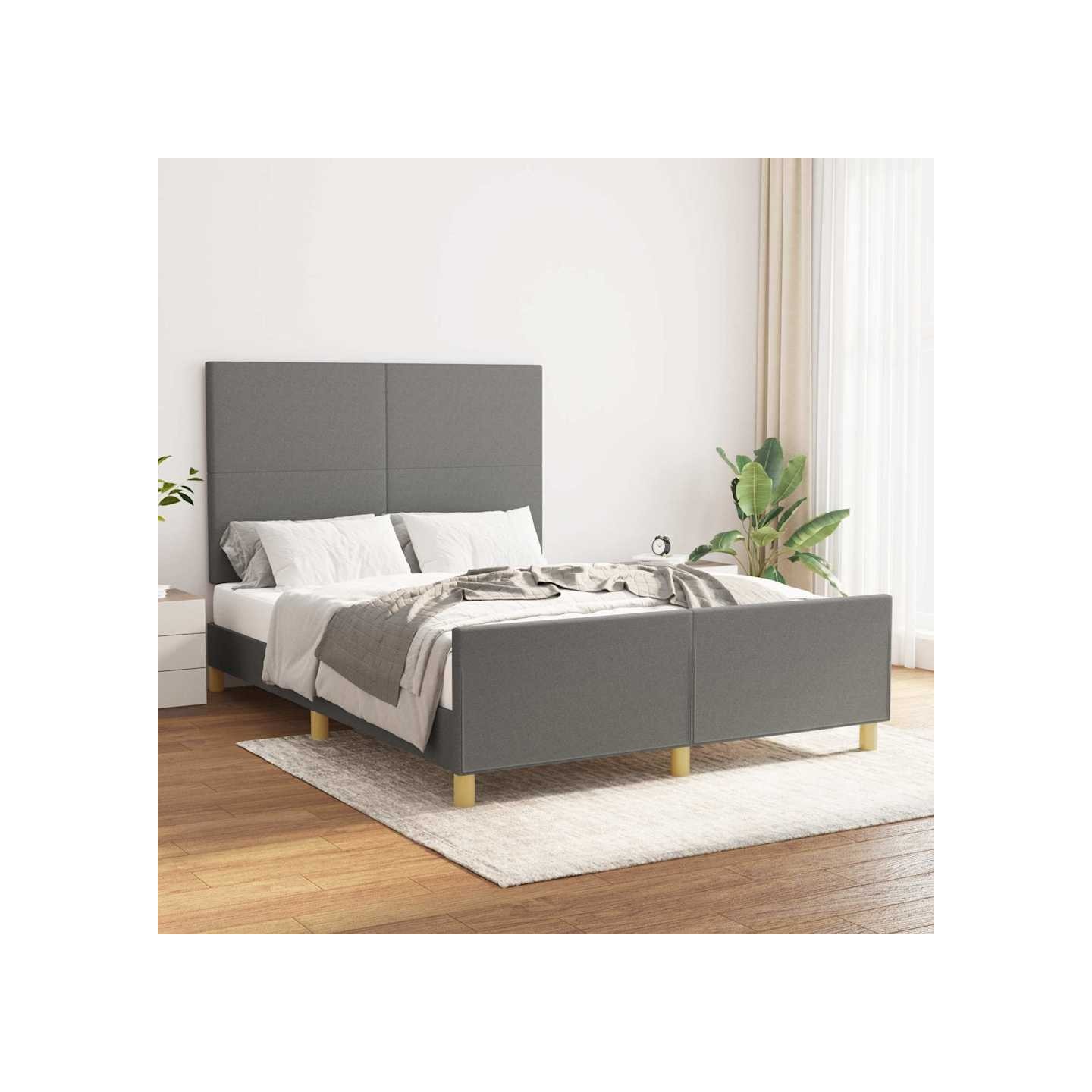 Cadre de lit sans matelas gris foncé 140x200 cm tissu