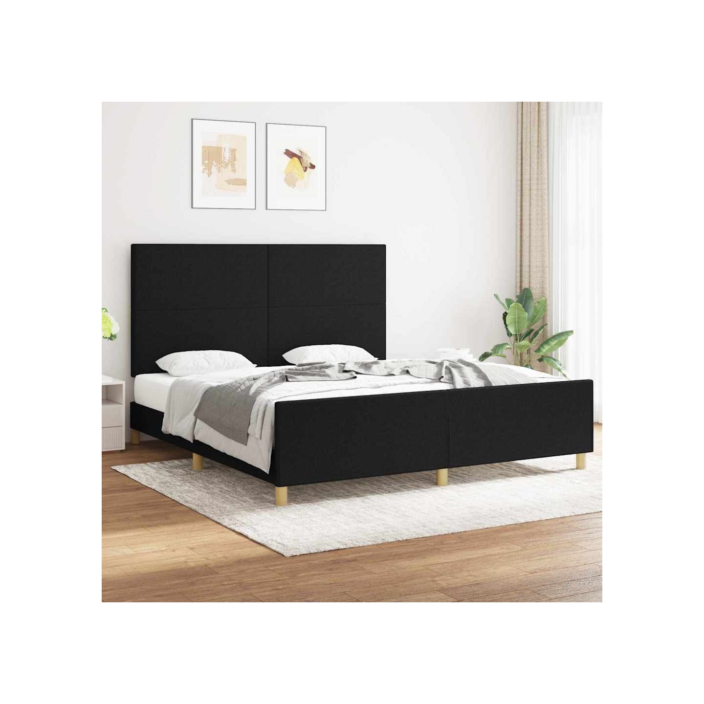 Cadre de lit sans matelas noir 180x200 cm tissu