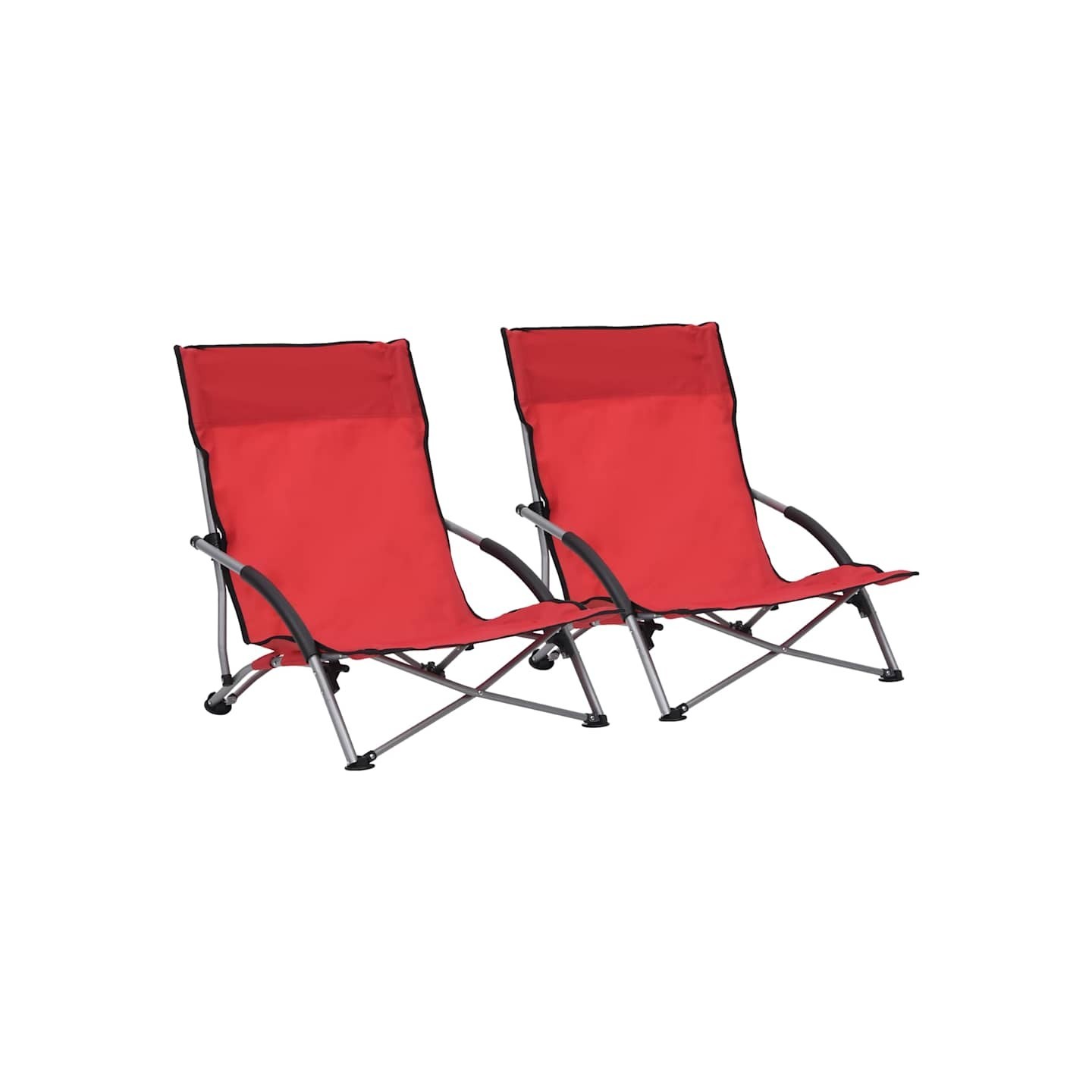 Chaises pliantes 2 pièces en tissu rouge