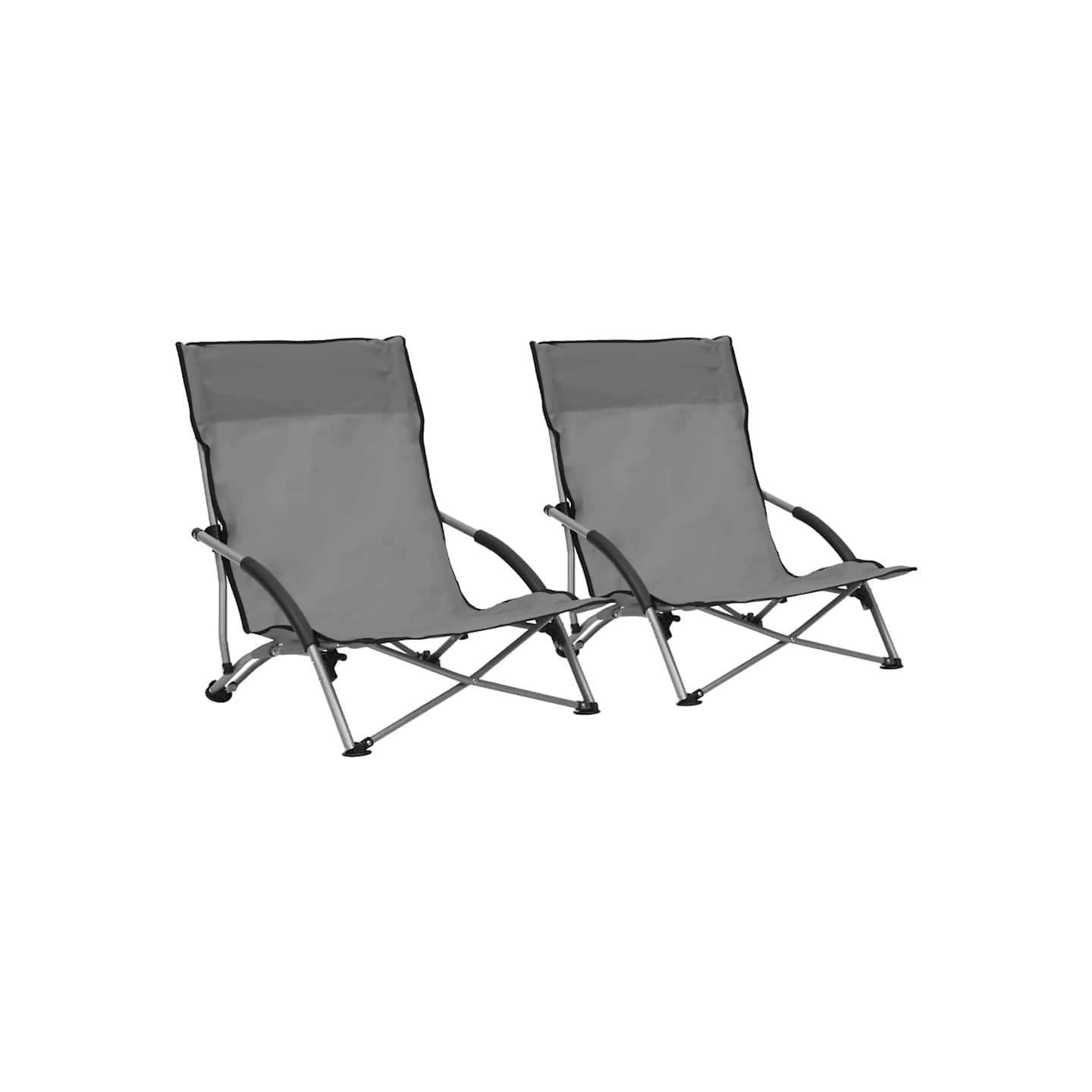 Chaises pliantes 2 pièces en tissu gris