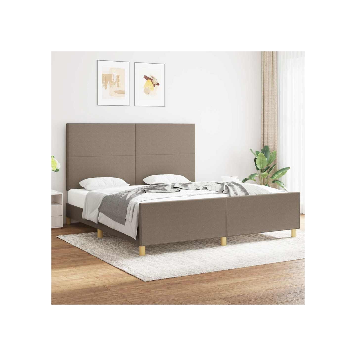 Cadre de lit sans matelas taupe 180x200 cm tissu