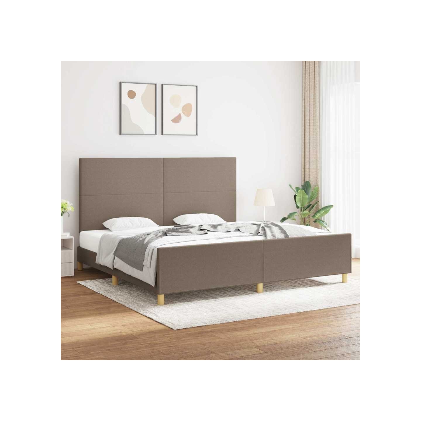 Cadre de lit sans matelas taupe 200x200 cm tissu