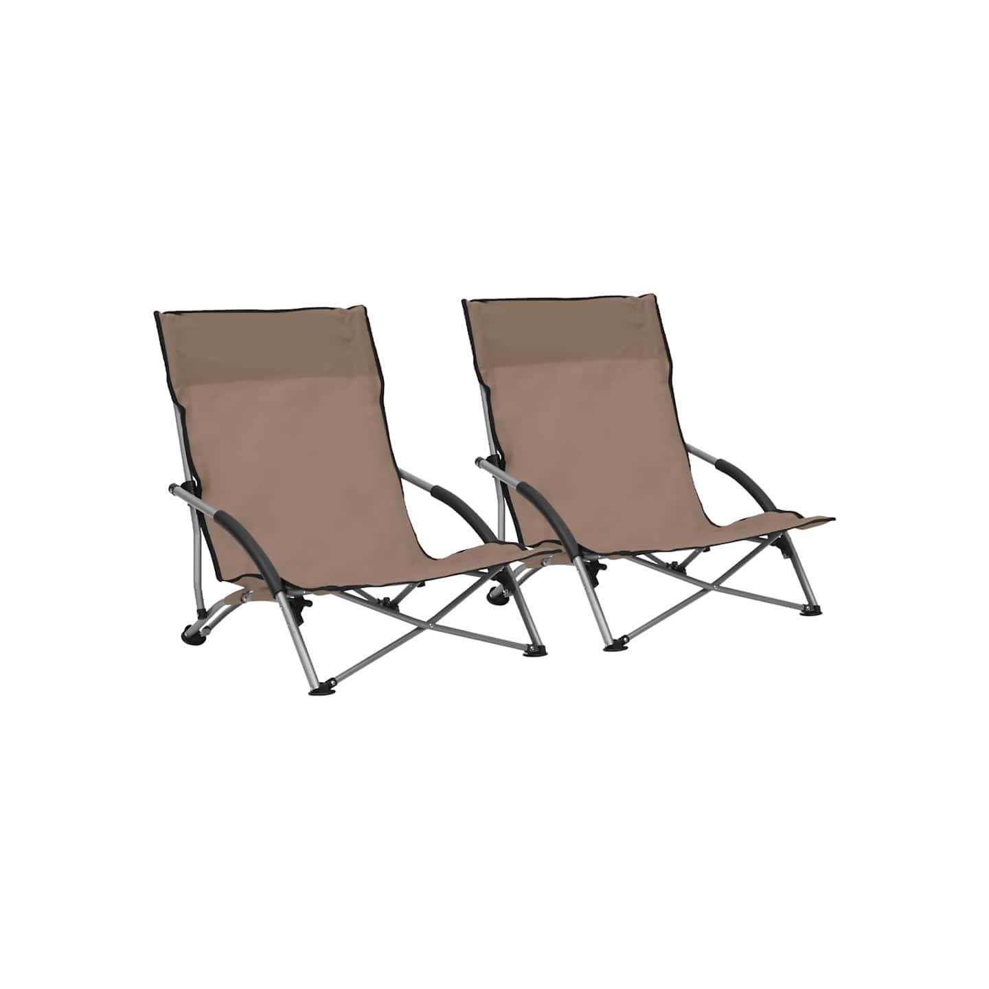 Chaises pliantes 2 pièces en tissu taupe