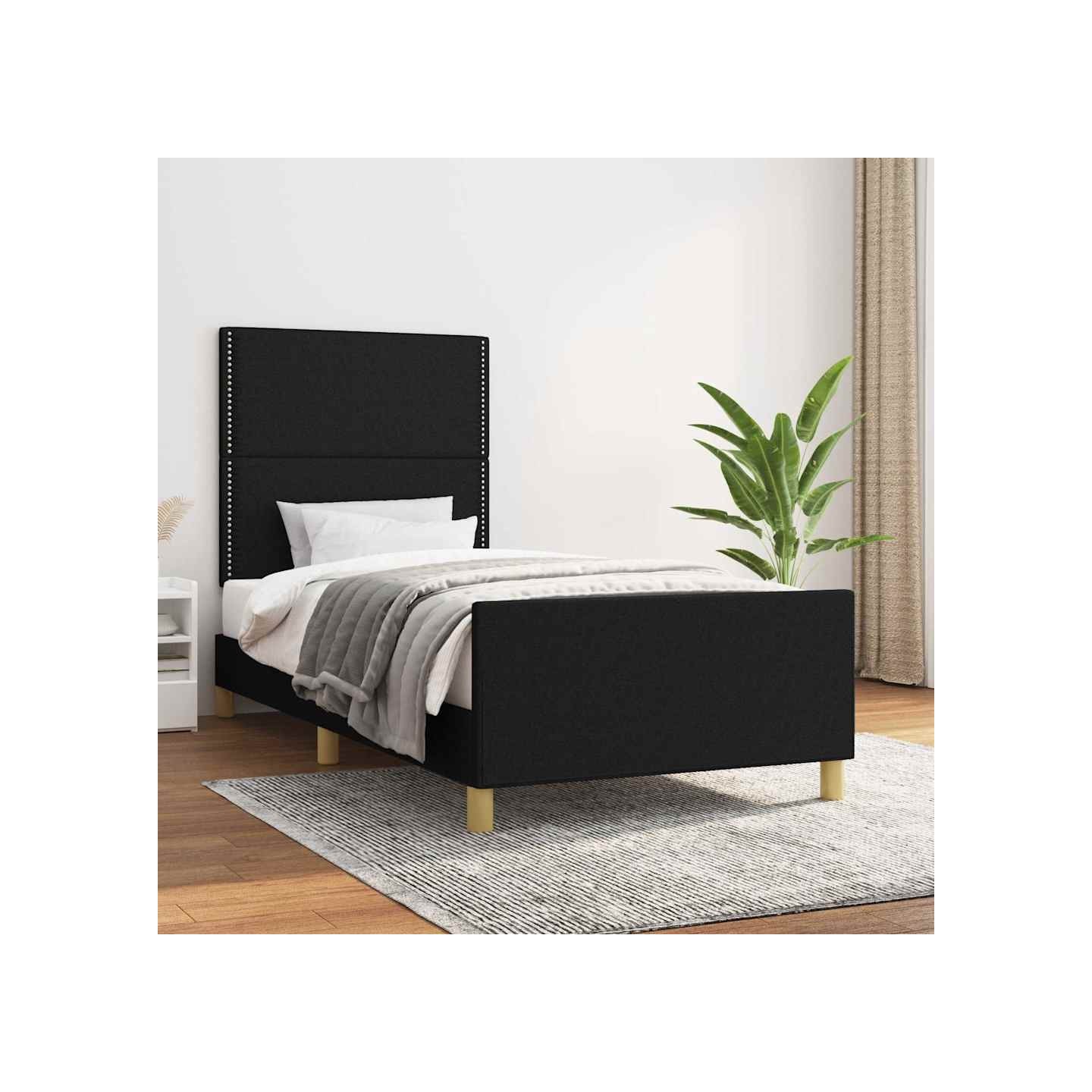 Cadre de lit sans matelas noir 90x190 cm tissu
