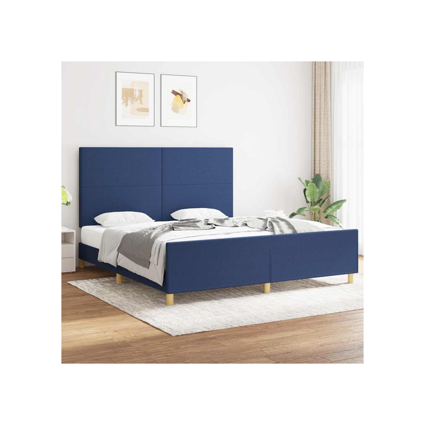 Cadre de lit sans matelas bleu 180x200 cm tissu