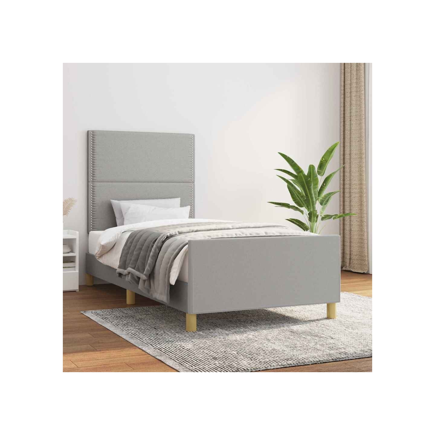 Cadre de lit sans matelas gris clair 90x200 cm tissu