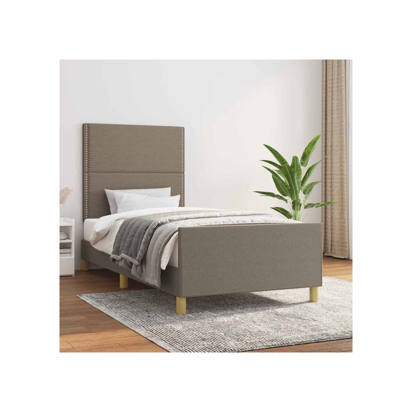Cadre de lit sans matelas taupe 90x200 cm tissu