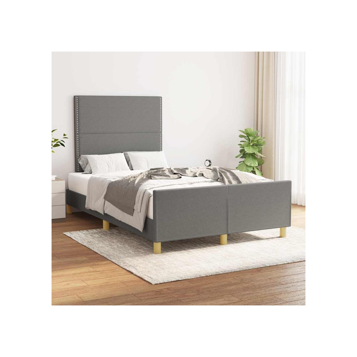 Cadre de lit sans matelas gris foncé 120x200 cm tissu