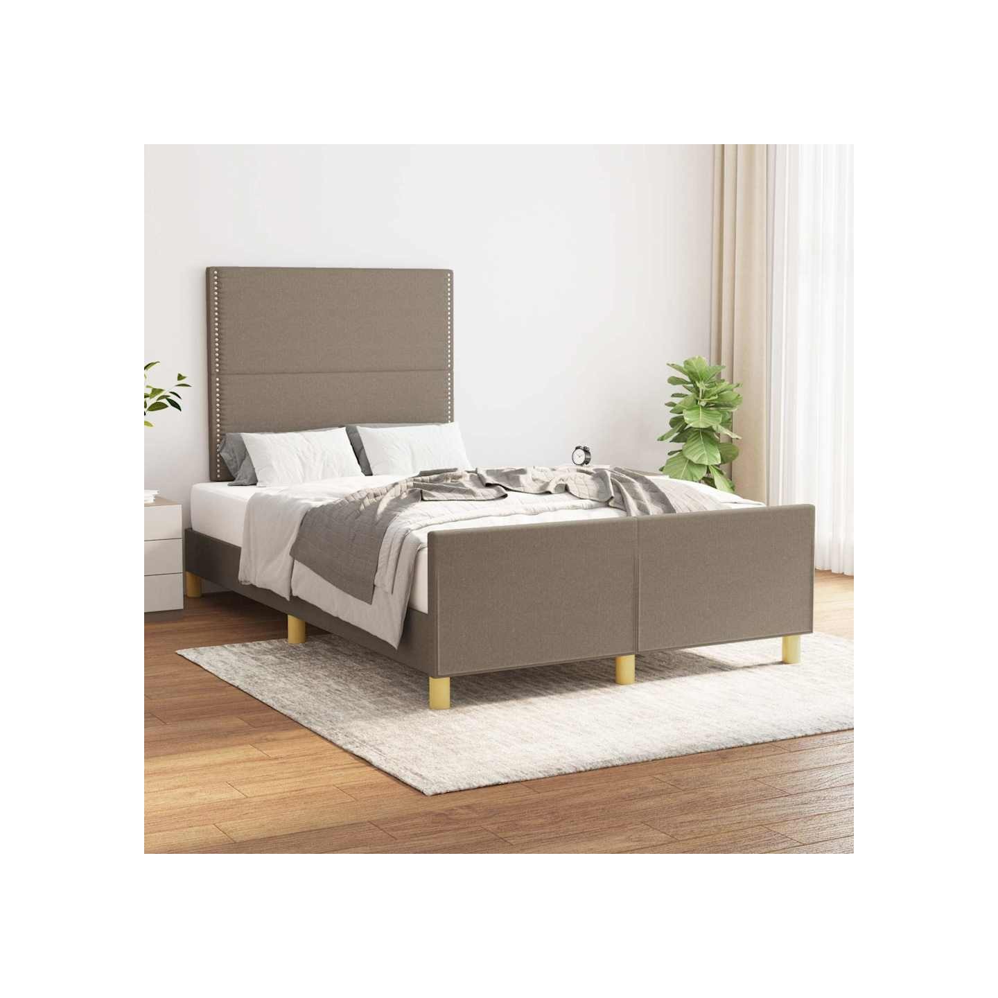 Cadre de lit sans matelas taupe 120x200 cm tissu